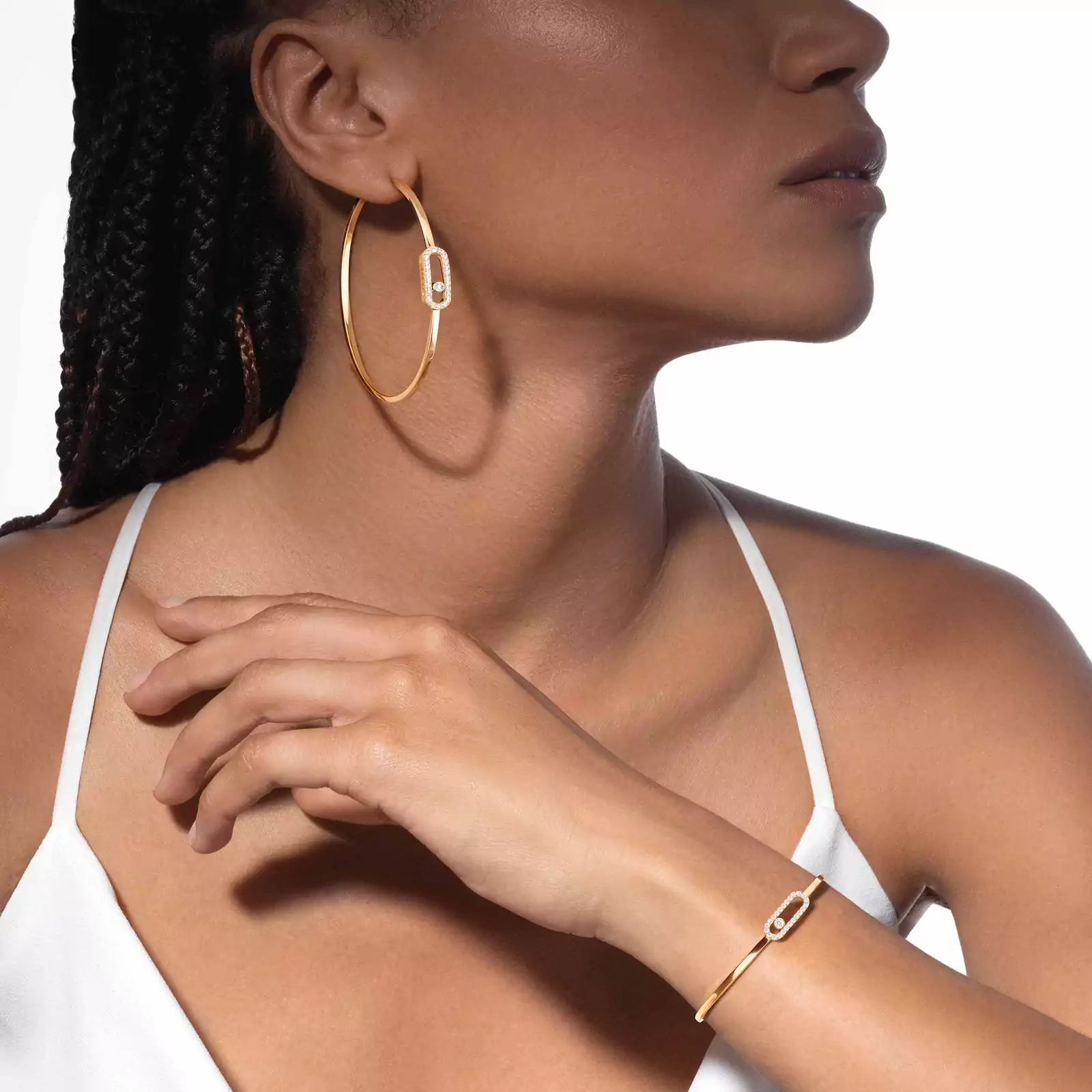 Move Uno Large Hoop Earrings Yellow Gold For Her Diamond Earrings 12468-YG
