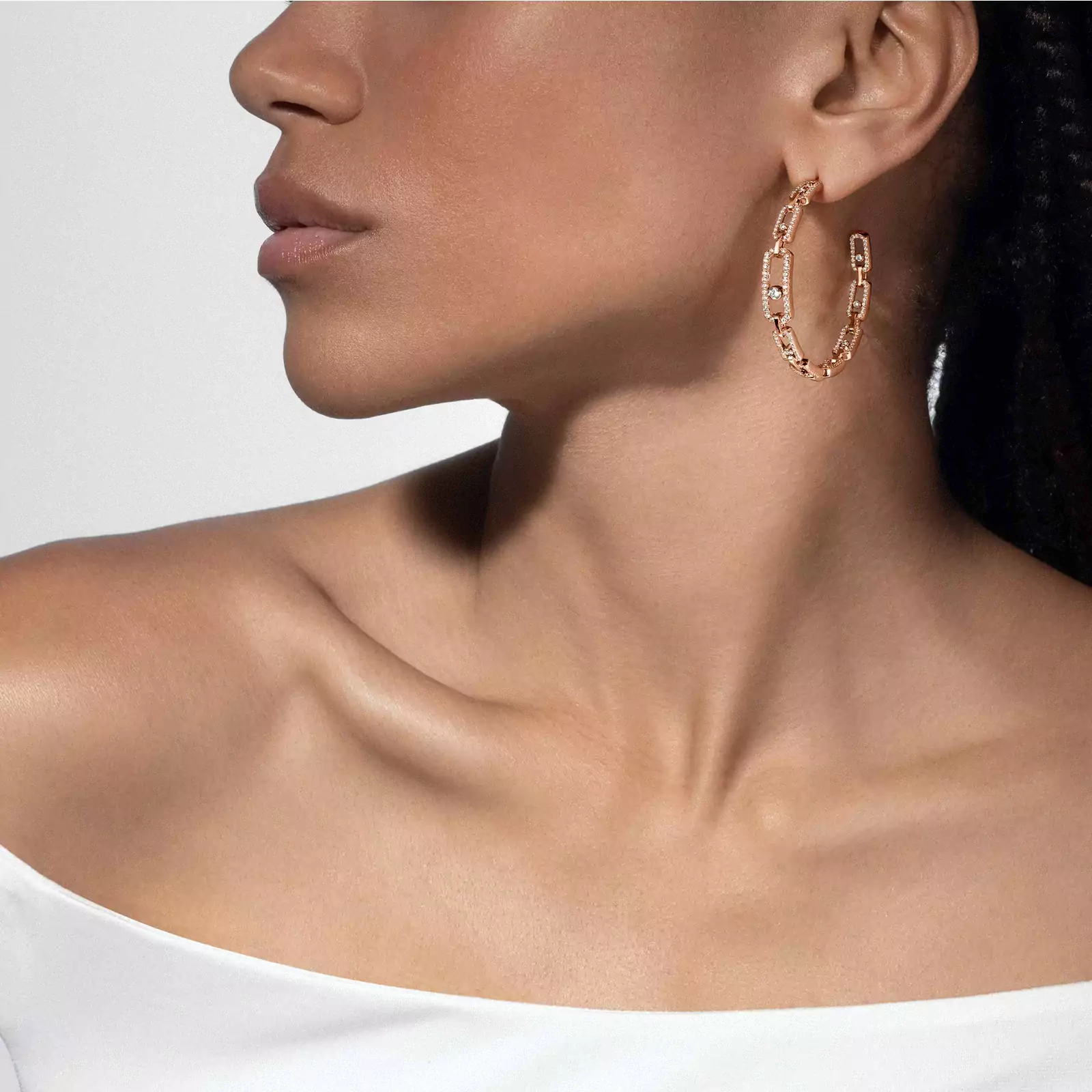 Move Link MM Hoop Earrings Pink Gold For Her Diamond Earrings 12362-PG
