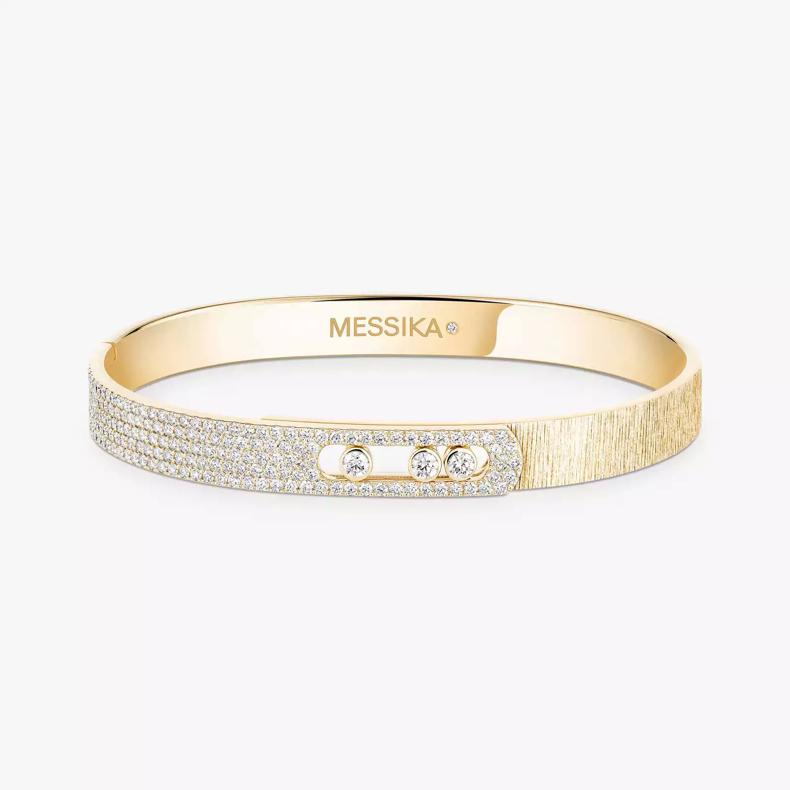 Bracciale Uomo Oro giallo Diamante Bracciale rigido Move Noa Ciselé Semi-Pavé misure grandi 14556-YG