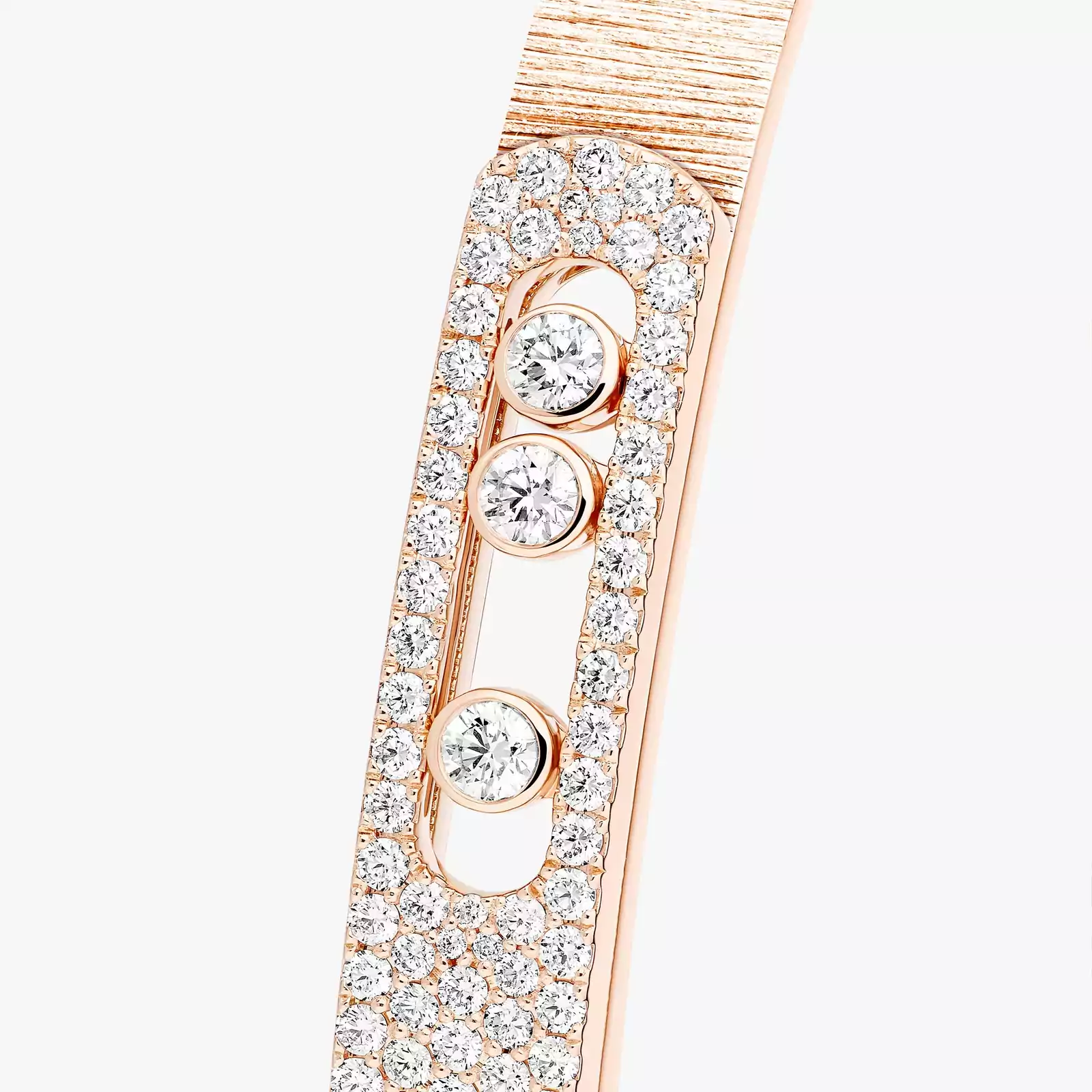 Bracelet Femme Or Rose Diamant Bangle Move Noa Ciselé Semi-Pavé Grandes Tailles 14556-PG