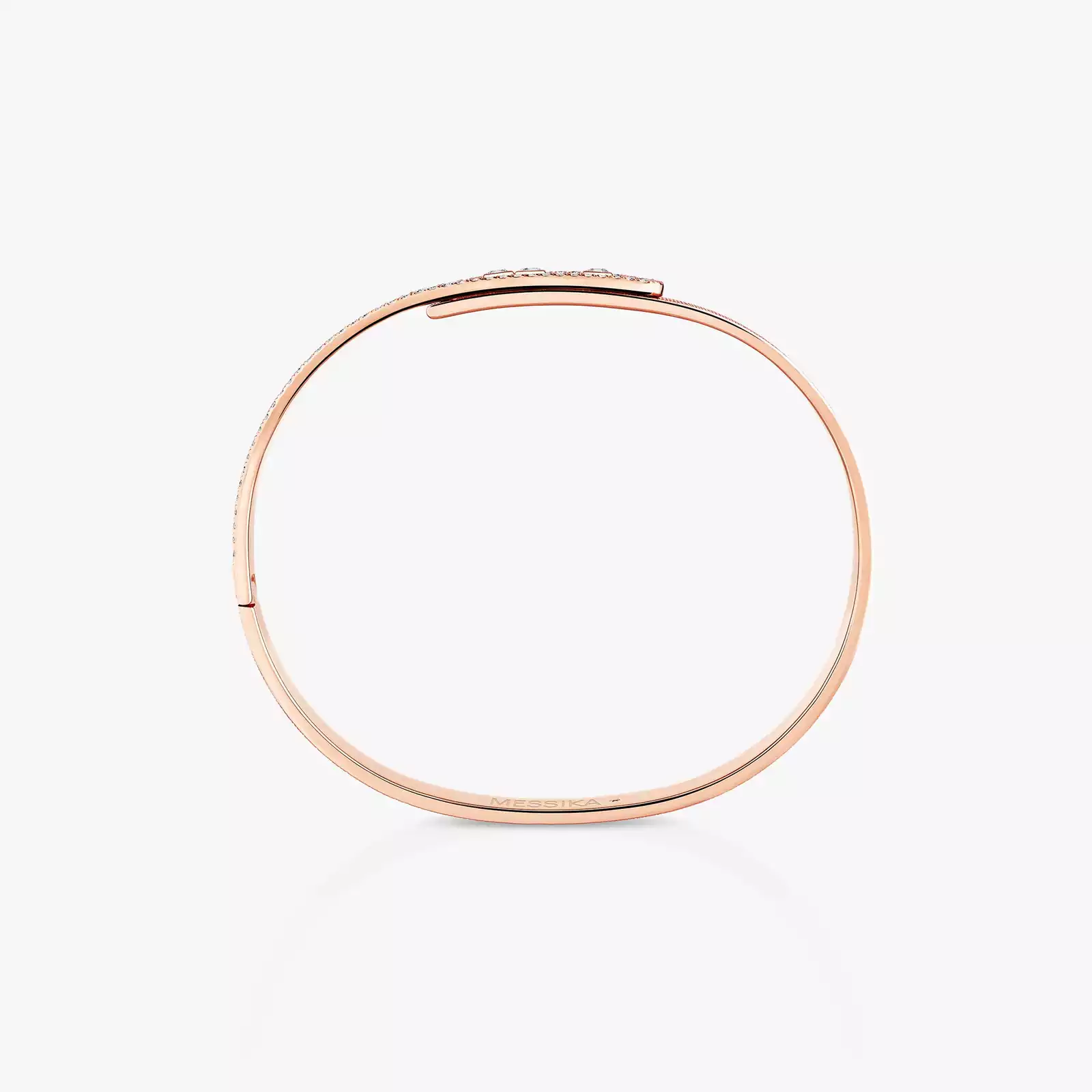 Bracelet Femme Or Rose Diamant Bangle Move Noa Ciselé Semi-Pavé Grandes Tailles 14556-PG