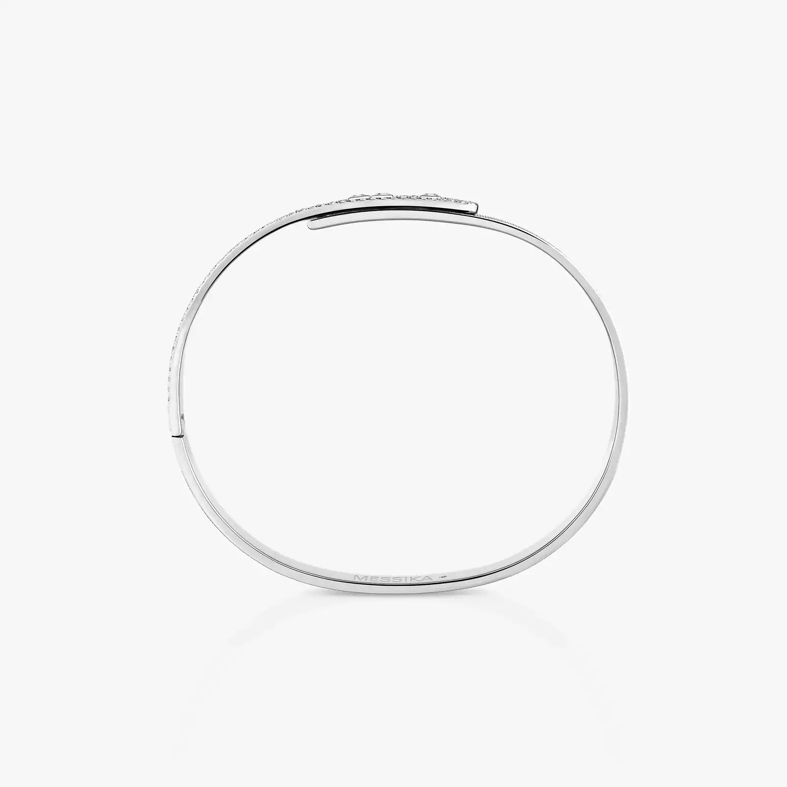 Bracelet Mixte Or Blanc Diamant Bangle Move Noa Ciselé Semi-Pavé 14501-WG
