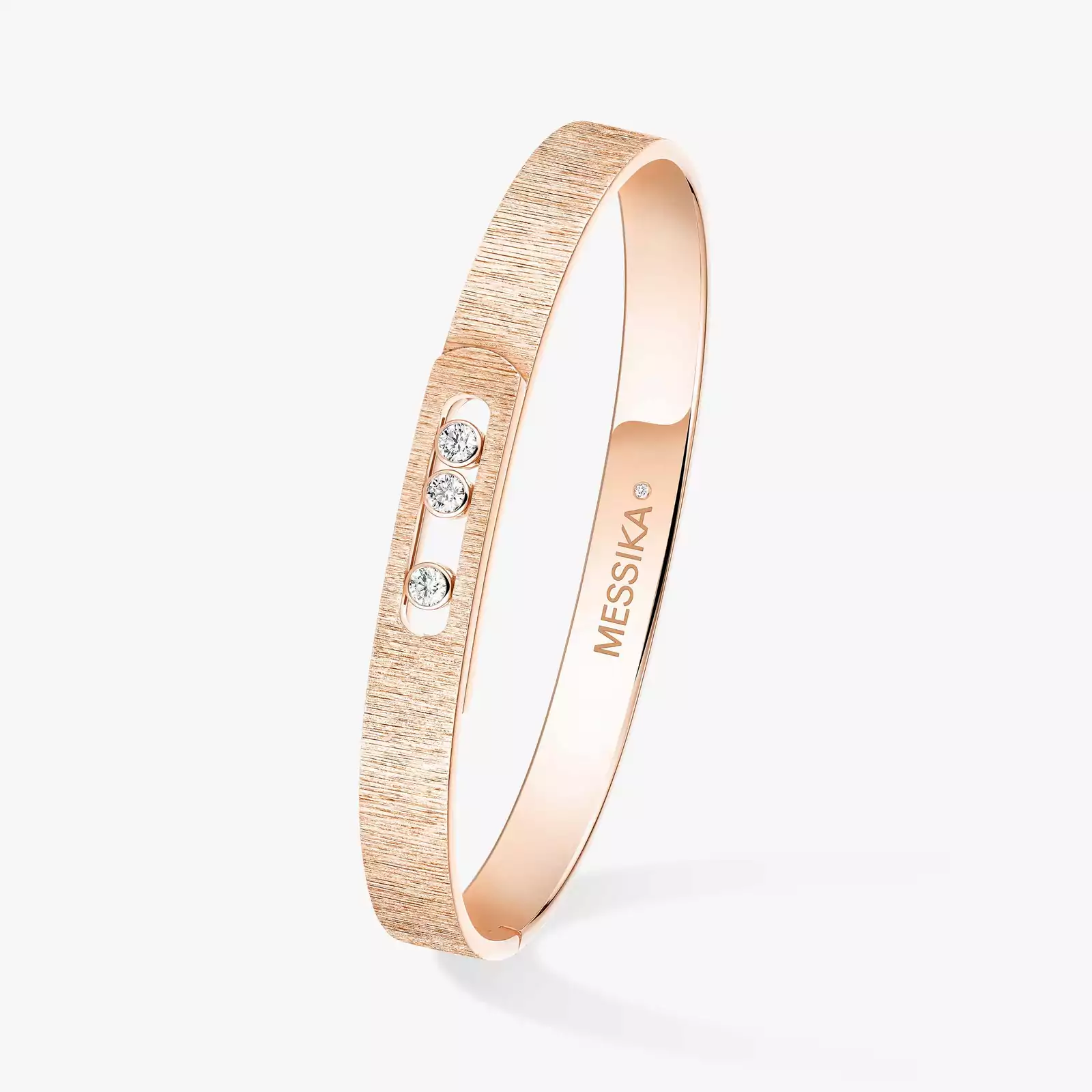 Move Noa Ciselé Bangle Pink Gold Mixed Diamond Bracelet 14481-PG