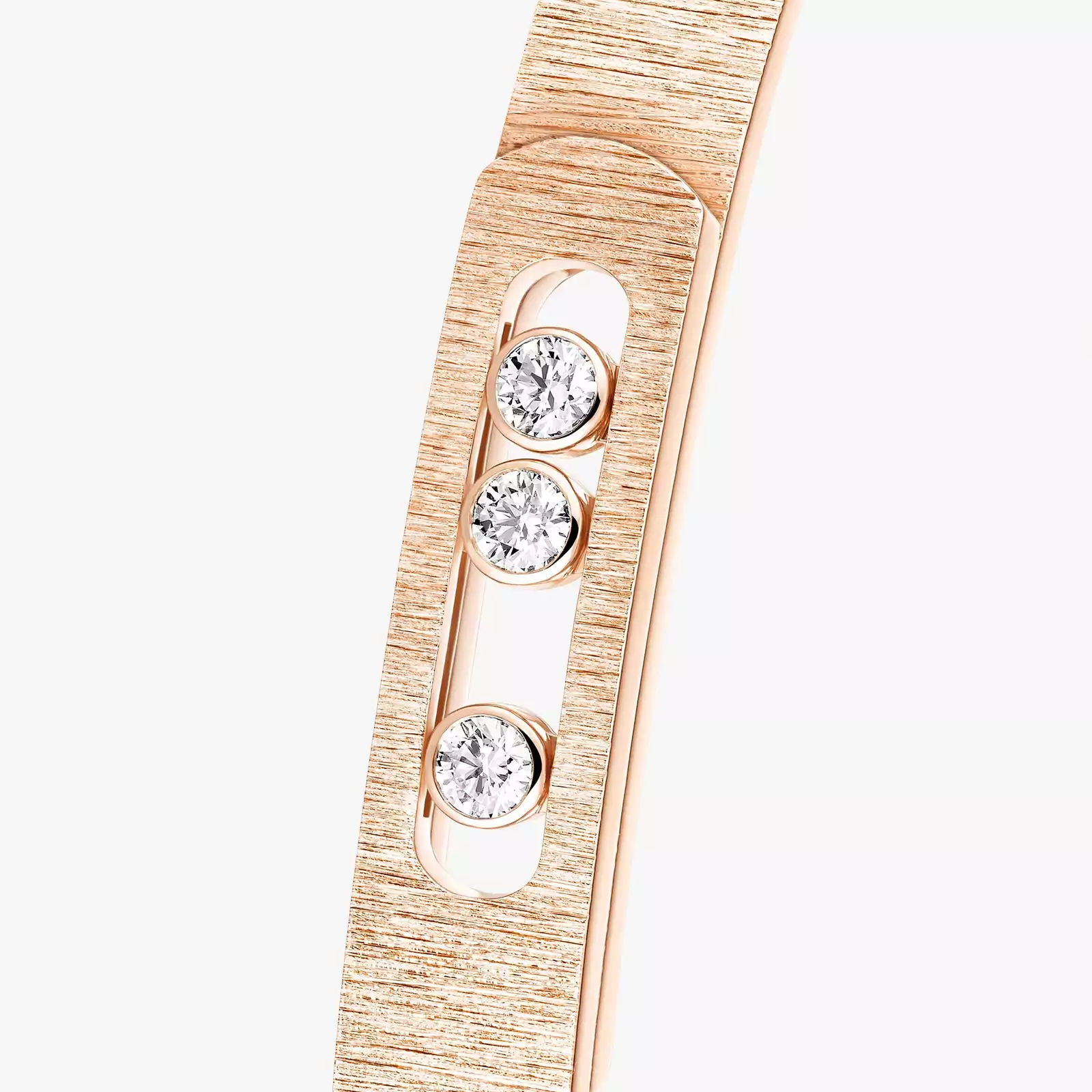 Move Noa Ciselé Bangle Pink Gold Mixed Diamond Bracelet 14481-PG