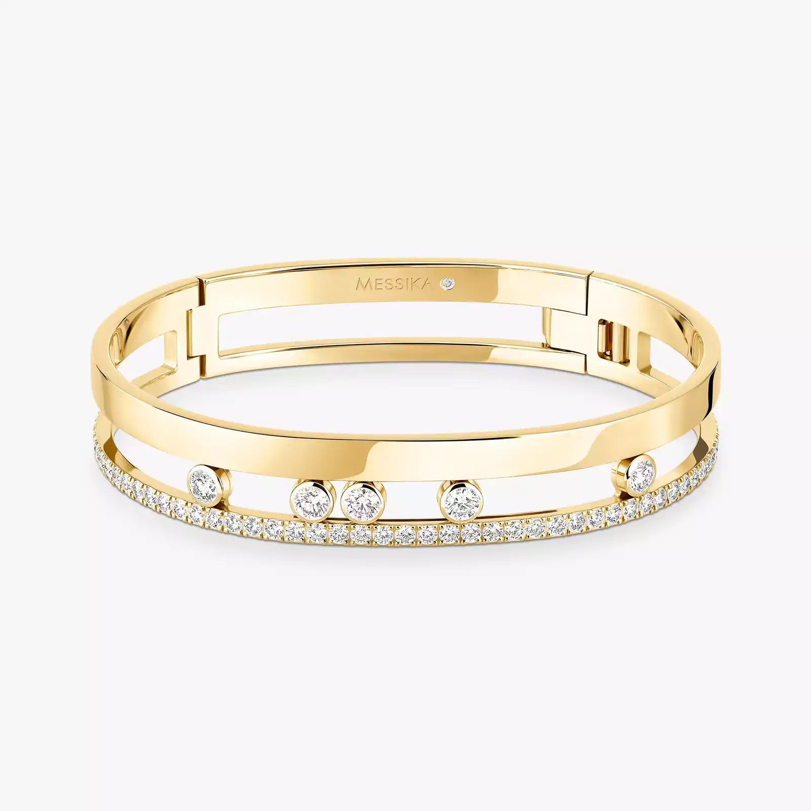 Bracelet For Her Yellow Gold Diamond Move Romane Large Bangle 06747-YG