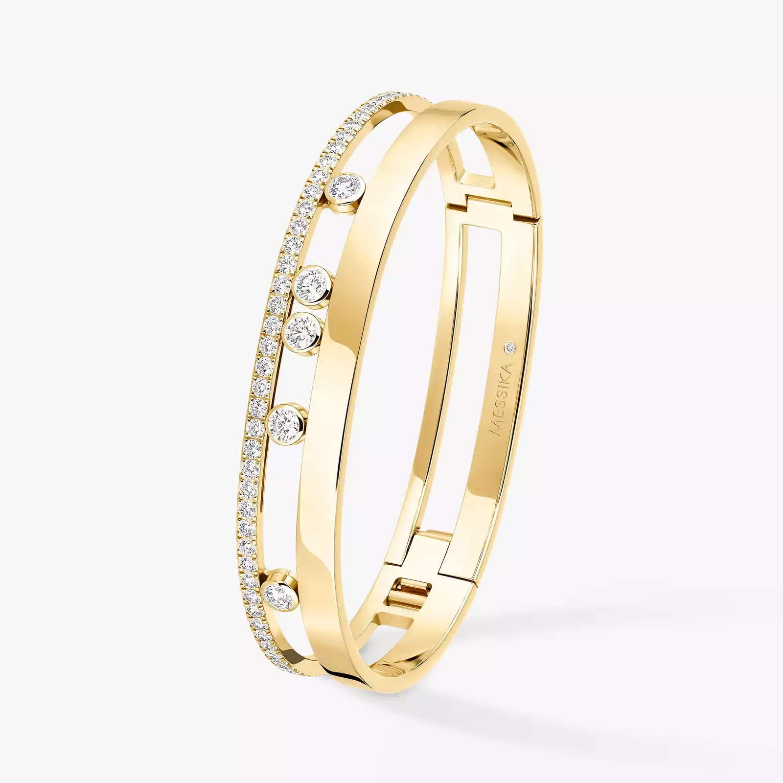 Bracelet For Her Yellow Gold Diamond Move Romane Large Bangle 06747-YG