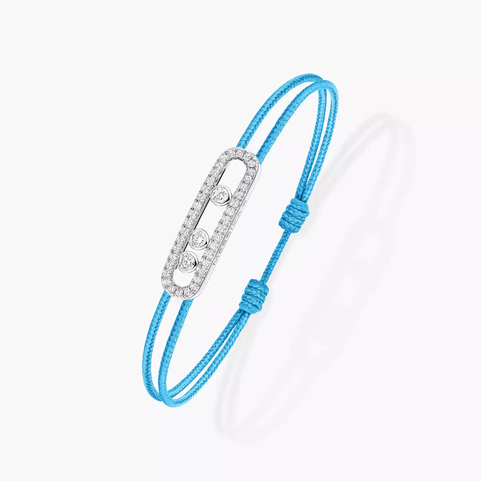 Bracelet Femme Or Blanc Diamant Cordon Messika CARE(S) Bleu Pavé 14657-WG