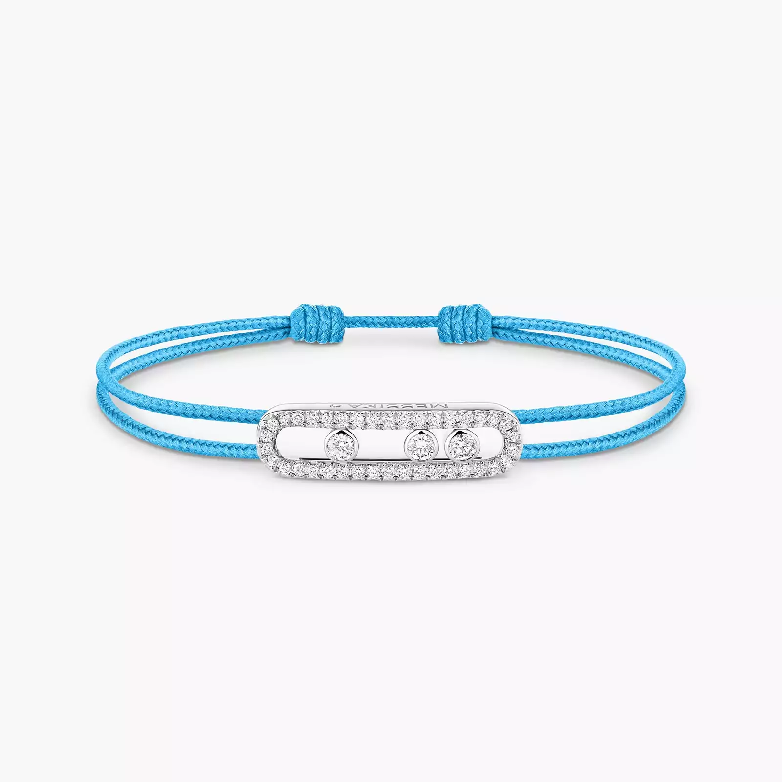 Bracelet Femme Or Blanc Diamant Cordon Messika CARE(S) Bleu Pavé 14657-WG