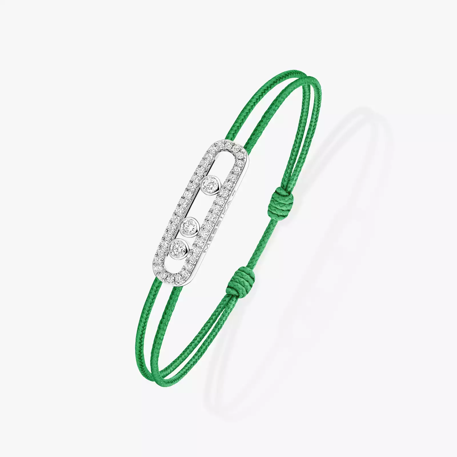 Messika CARE(S) Green Cord Pavé Bracelet White Gold Mixed Diamond Bracelet 14641-WG