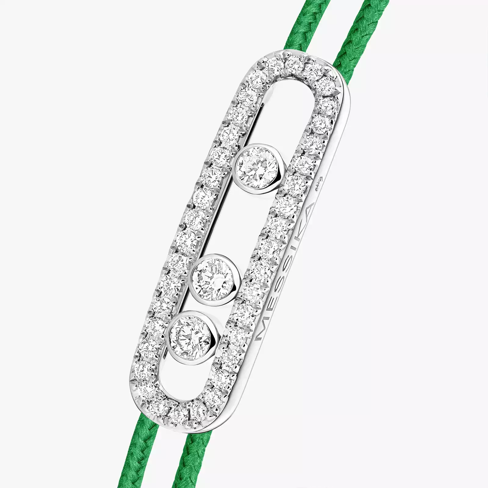Messika CARE(S) Green Cord Pavé Bracelet White Gold Mixed Diamond Bracelet 14641-WG