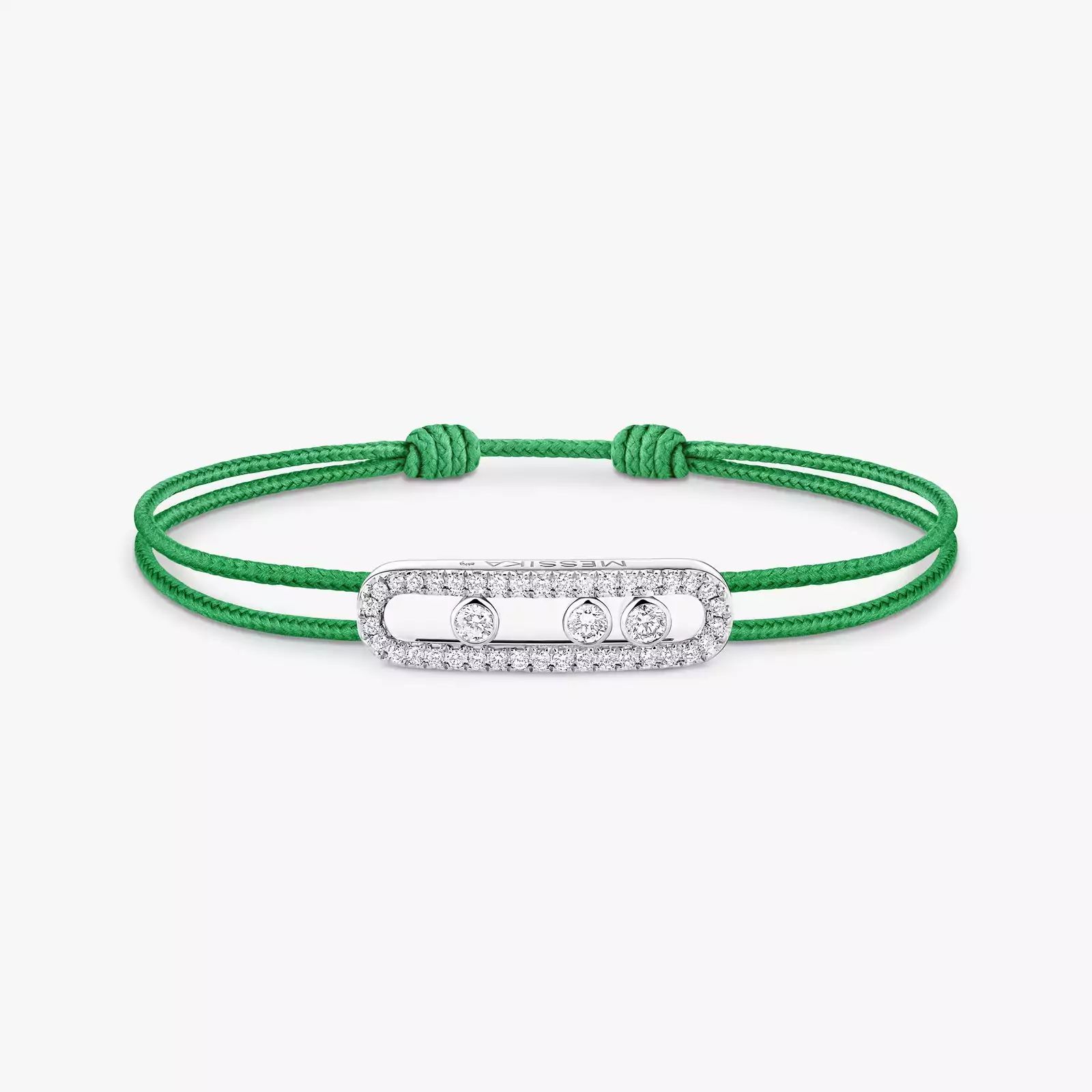 Messika CARE(S) Green Cord Pavé Bracelet White Gold Mixed Diamond Bracelet 14641-WG