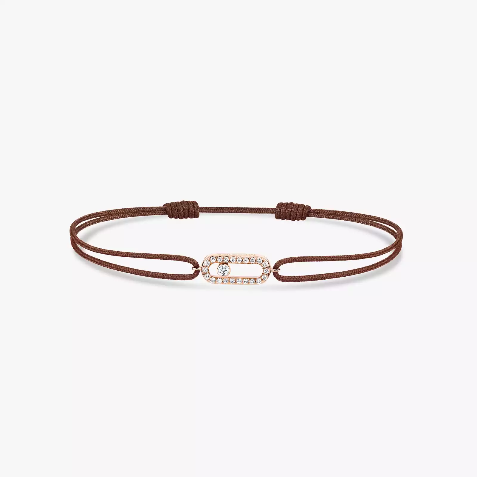 Bracelet Femme Or Rose Diamant Cordon Move Uno Chocolat 13858-PG