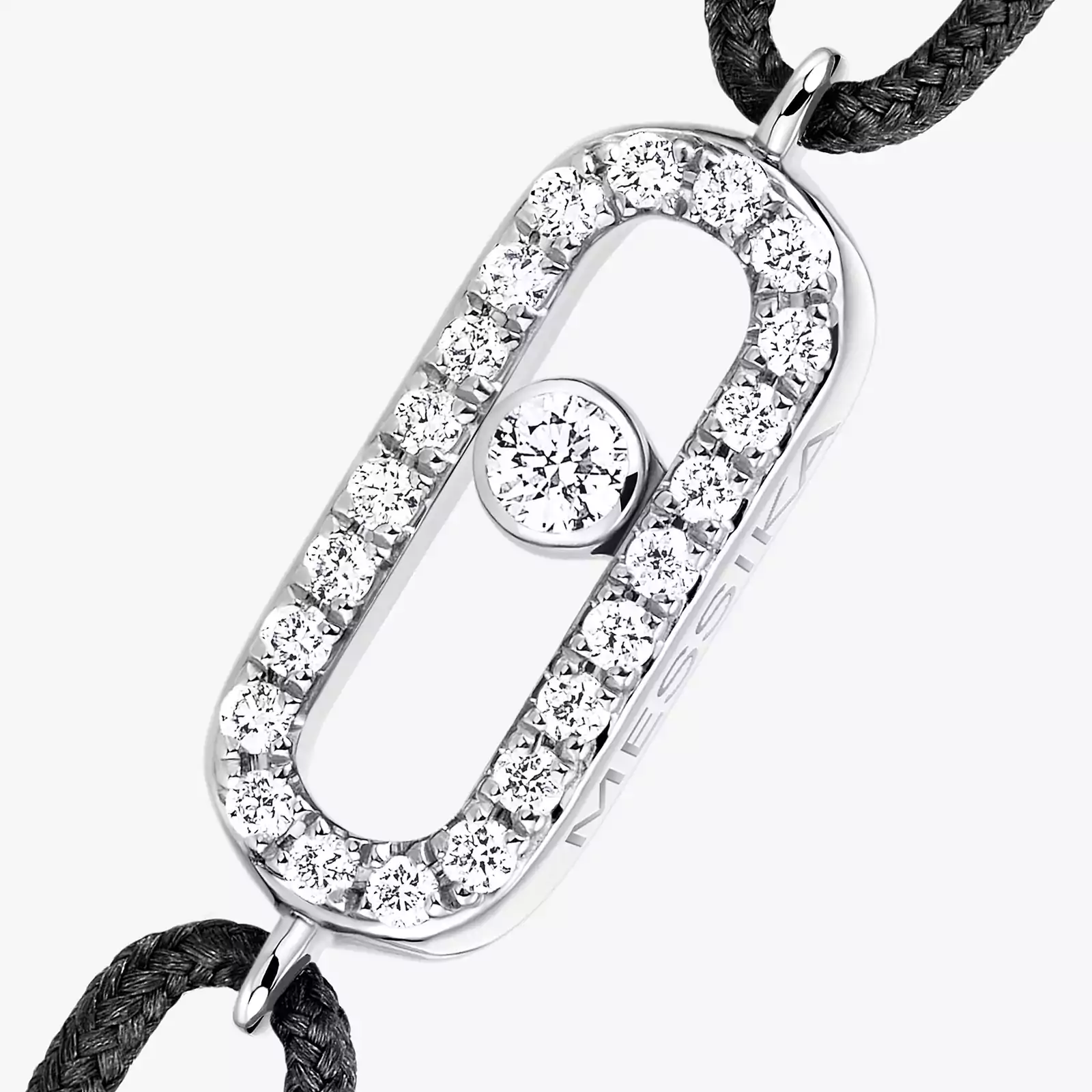 Bracelet Femme Or Blanc Diamant Cordon Move Uno Noir 13209-WG