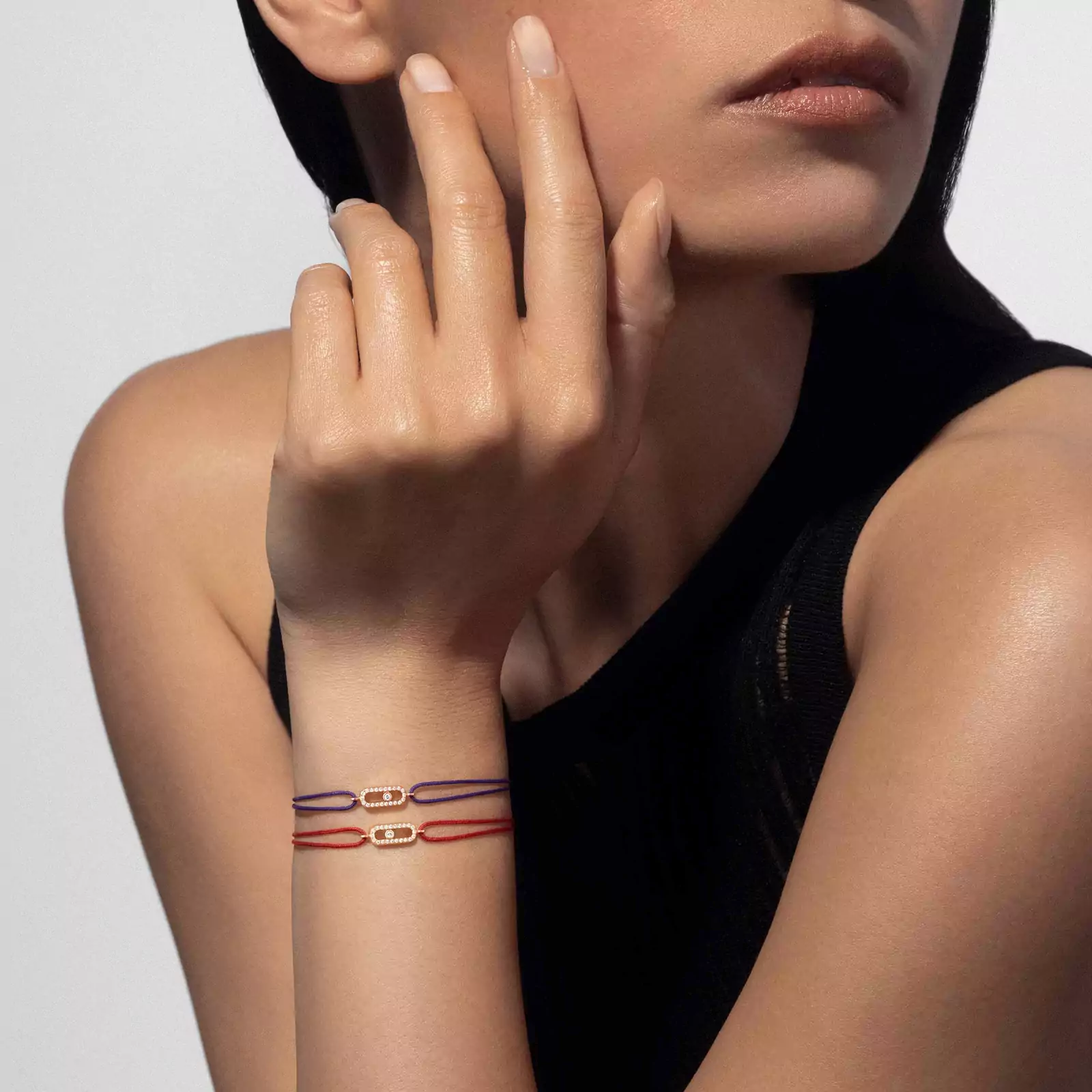 Bracelet Diamant Cordon Rouge en Or Jaune Move Uno Messika 13211 YG