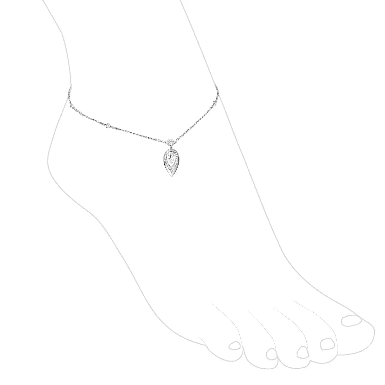 Bracelet Femme Or Blanc Diamant Bracelet de cheville Fiery 14138-WG