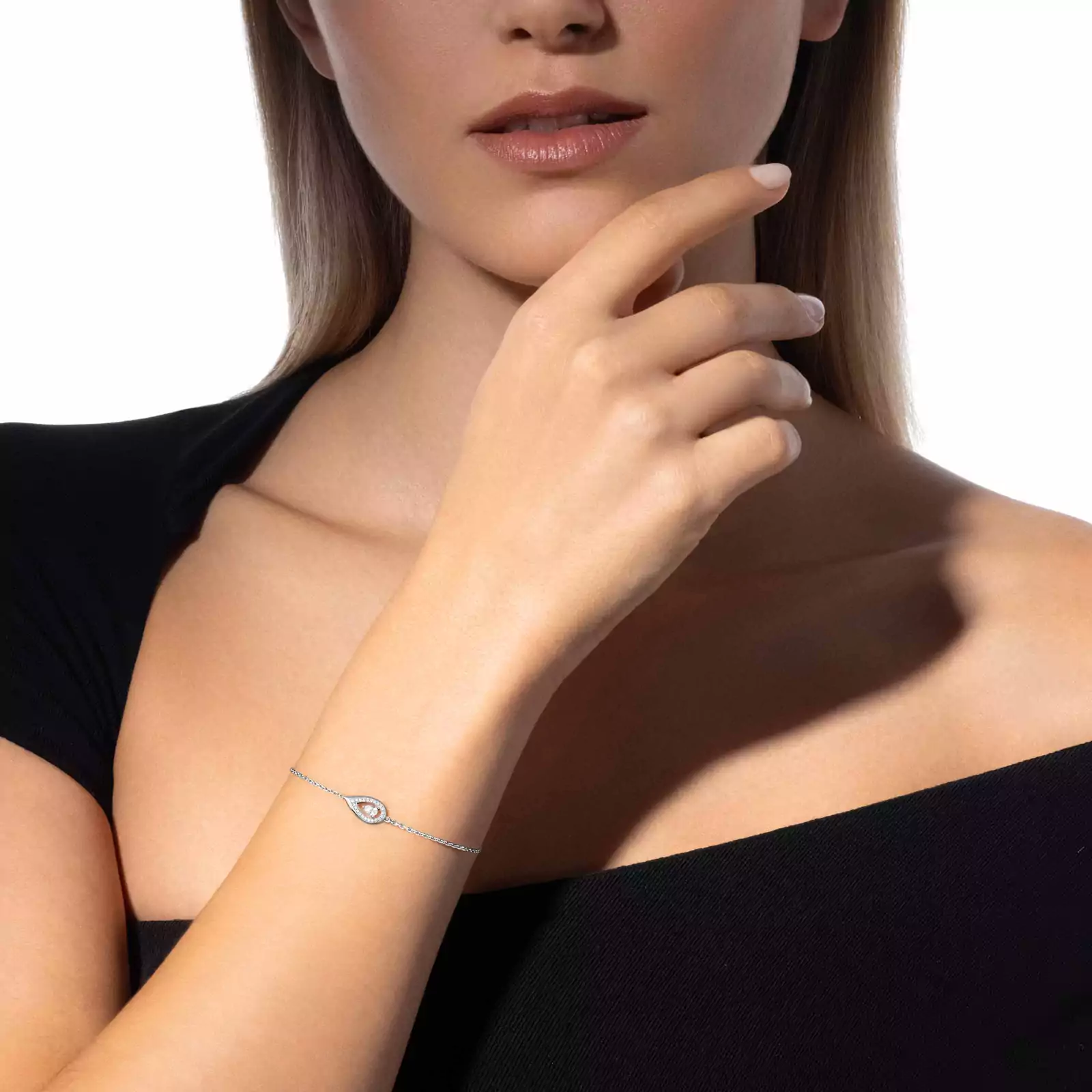 سوار امرأة ذهب أبيض الماس Fiery يزن 0.10 قيراط 14238-WG