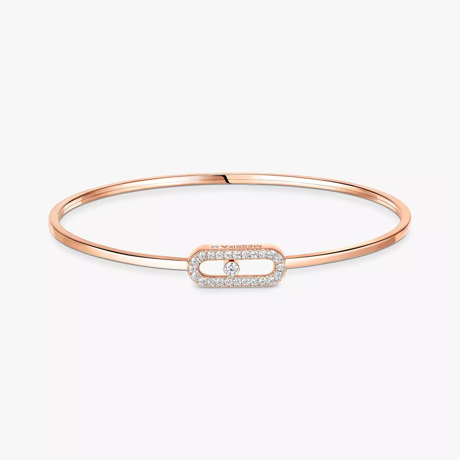 Bracelet For Her Pink Gold Diamond Jonc Flex Move Uno Pavé 11134-PG