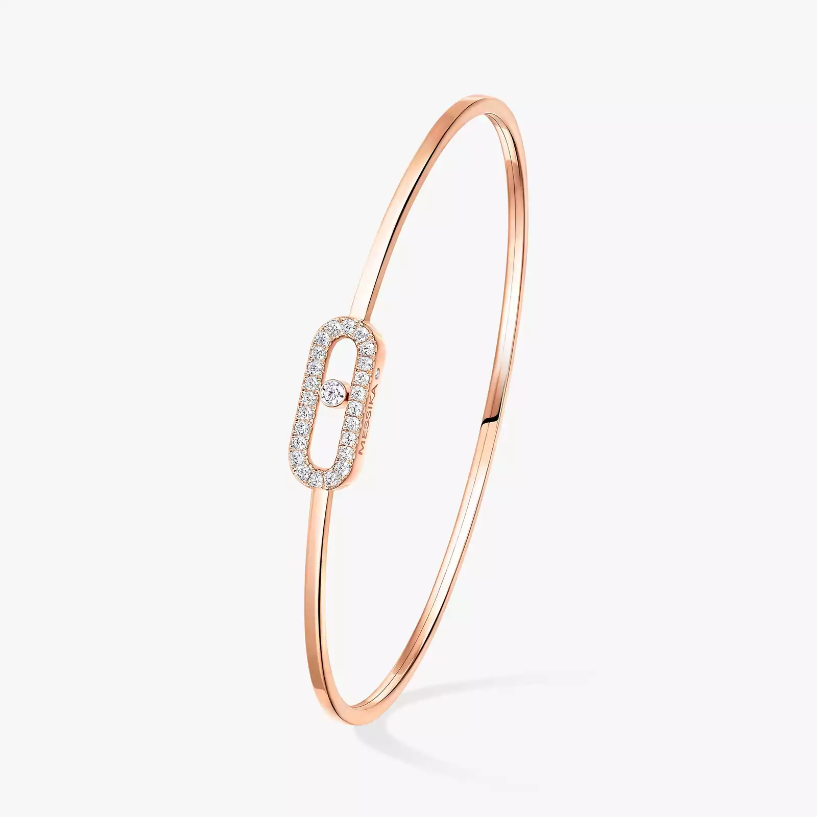 Bracelet For Her Pink Gold Diamond Jonc Flex Move Uno Pavé 11134-PG