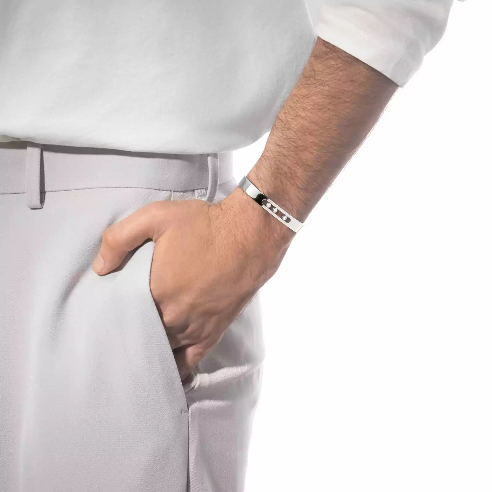 Move Joaillerie Bangle Large Size White Gold For Her Diamond Bracelet 13725-WG