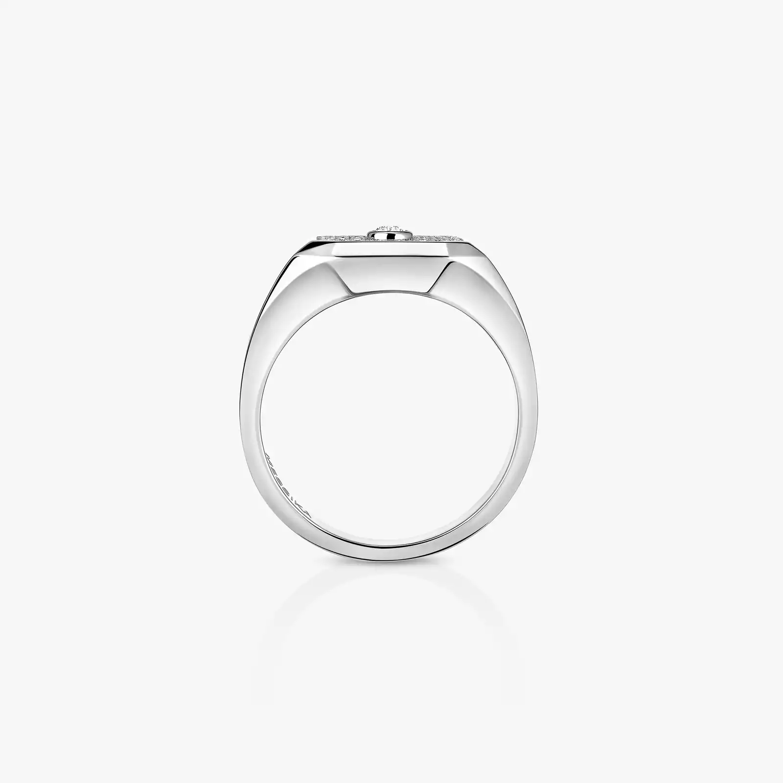 Move Joaillerie Pavé Signet Ring White Gold Mixed Diamond Ring 13654-WG