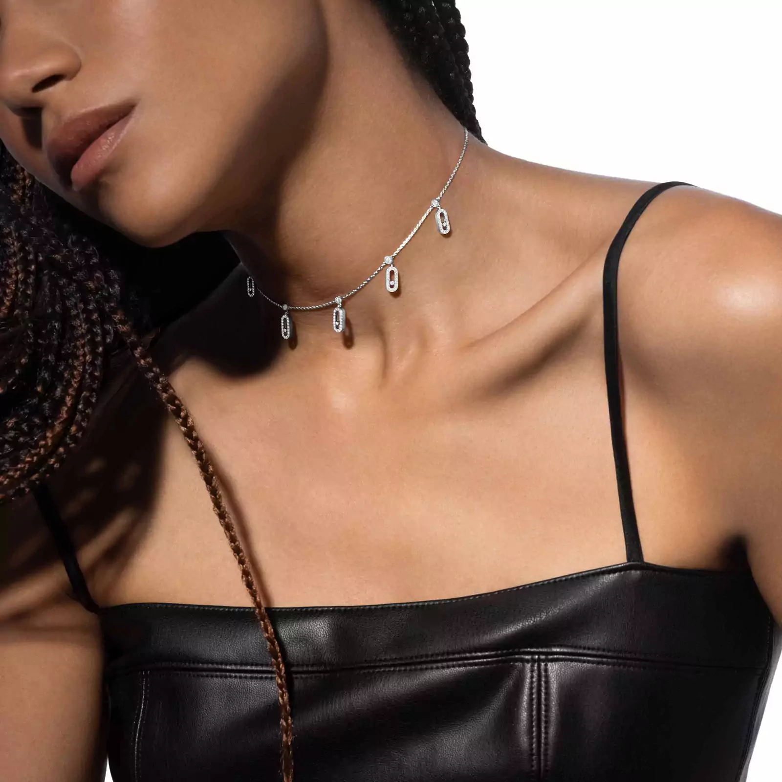 Move Uno Diamond Necklace in White Gold Messika 12150 WG