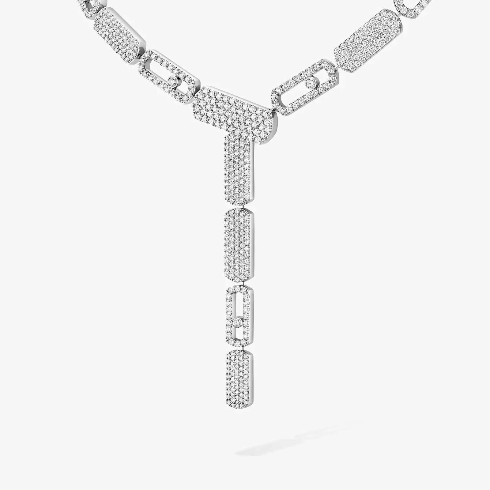 قلادة امرأة ذهب أبيض الماس قلادة ربطة العنق المرصوفة Imperial Move LM 14151-WG