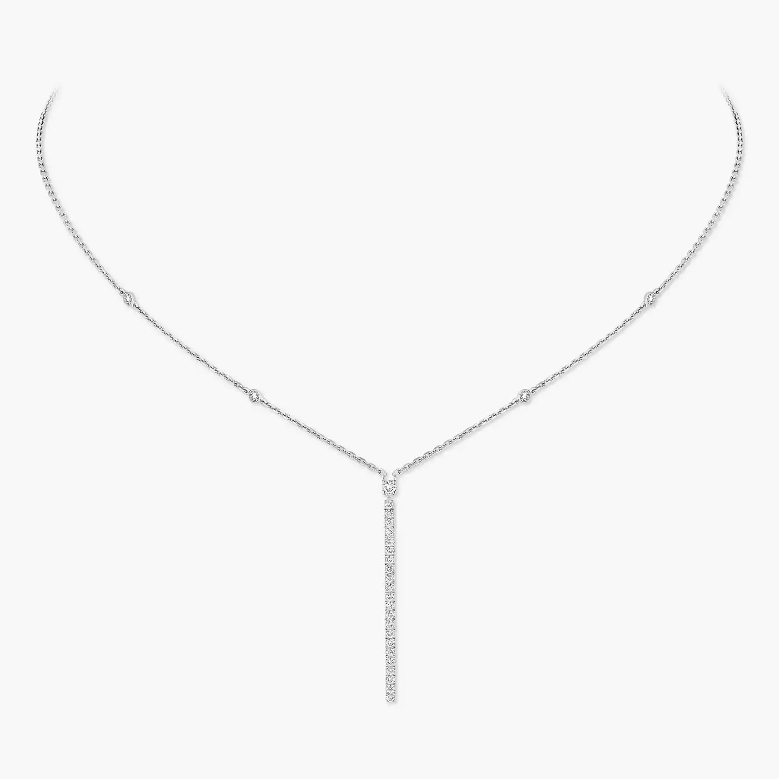 Gatsby Vertical Bar White Gold For Her Diamond Necklace 05448-WG
