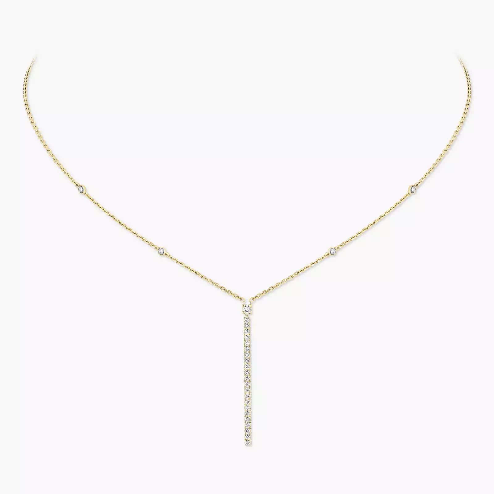 Gatsby Vertical Bar Yellow Gold For Her Diamond Necklace 05448-YG