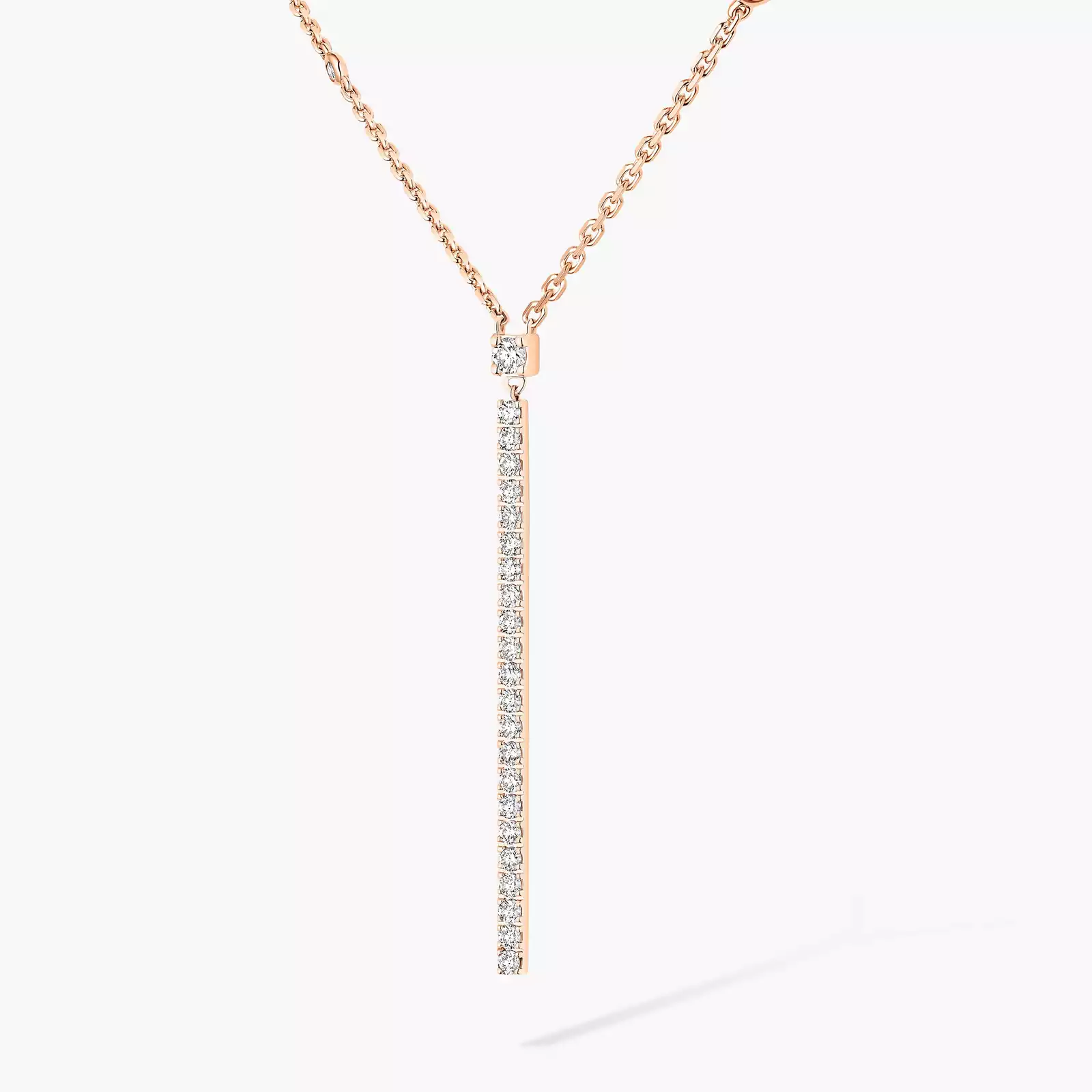 Necklace For Her Pink Gold Diamond Gatsby Vertical Bar 05448-PG