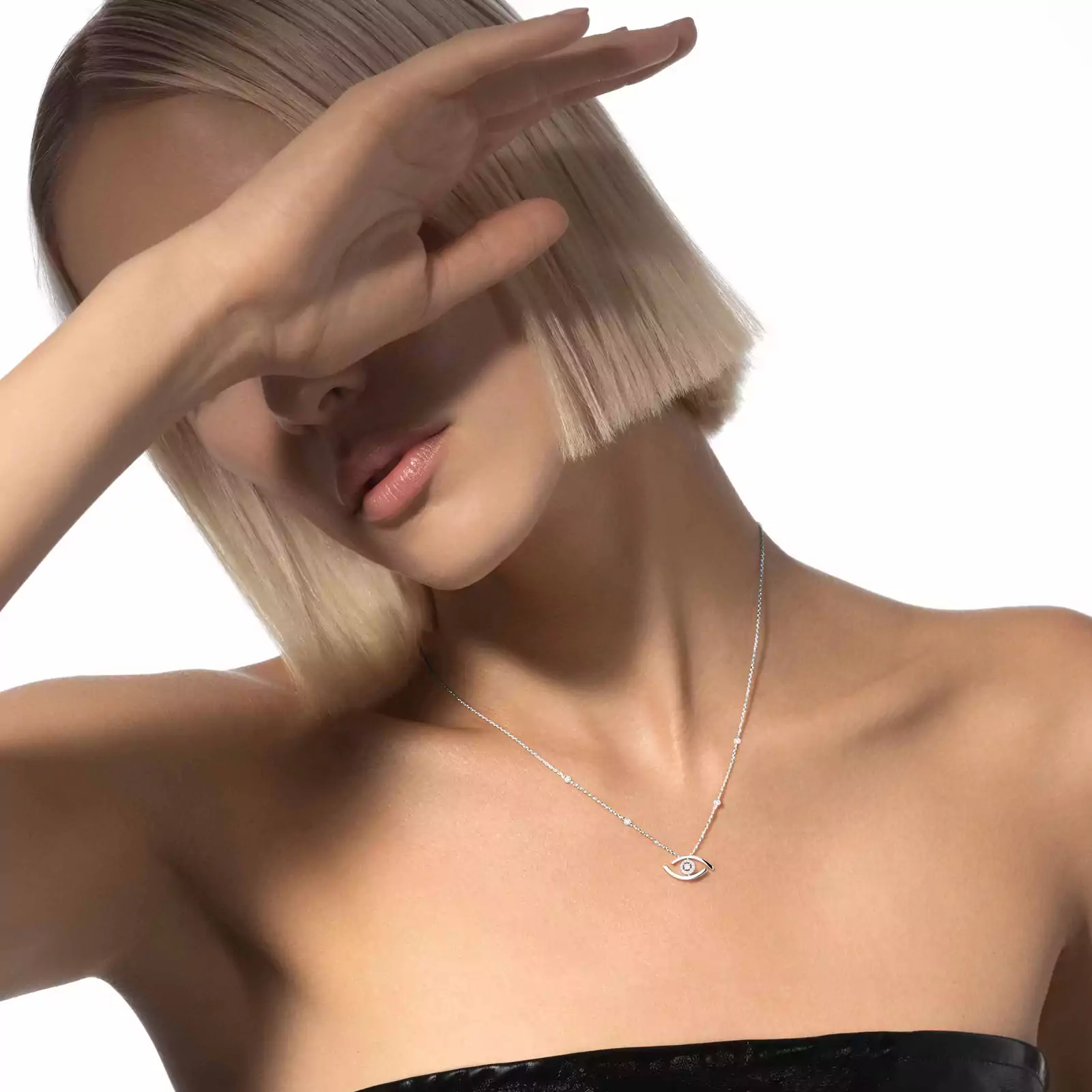 Collar Mujer Oro blanco Diamante Collar Lucky Eye 07524-WG