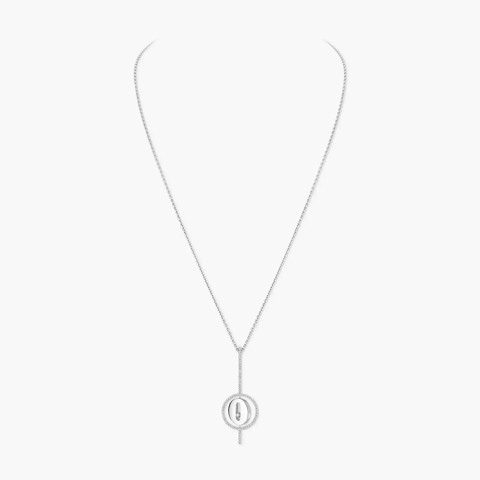 Lucky Move Arrow White Gold For Her Diamond Necklace 10113-WG
