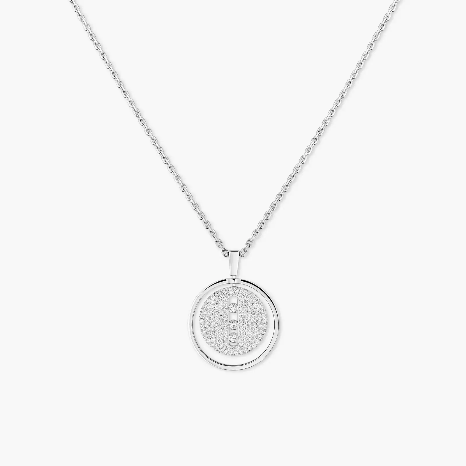 Collar Mujer Oro blanco Diamante Lucky Move MM Pavé 07395-WG