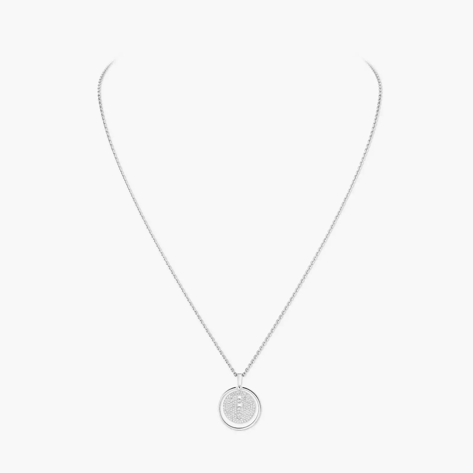Collar Mujer Oro blanco Diamante Lucky Move MM Pavé 07395-WG