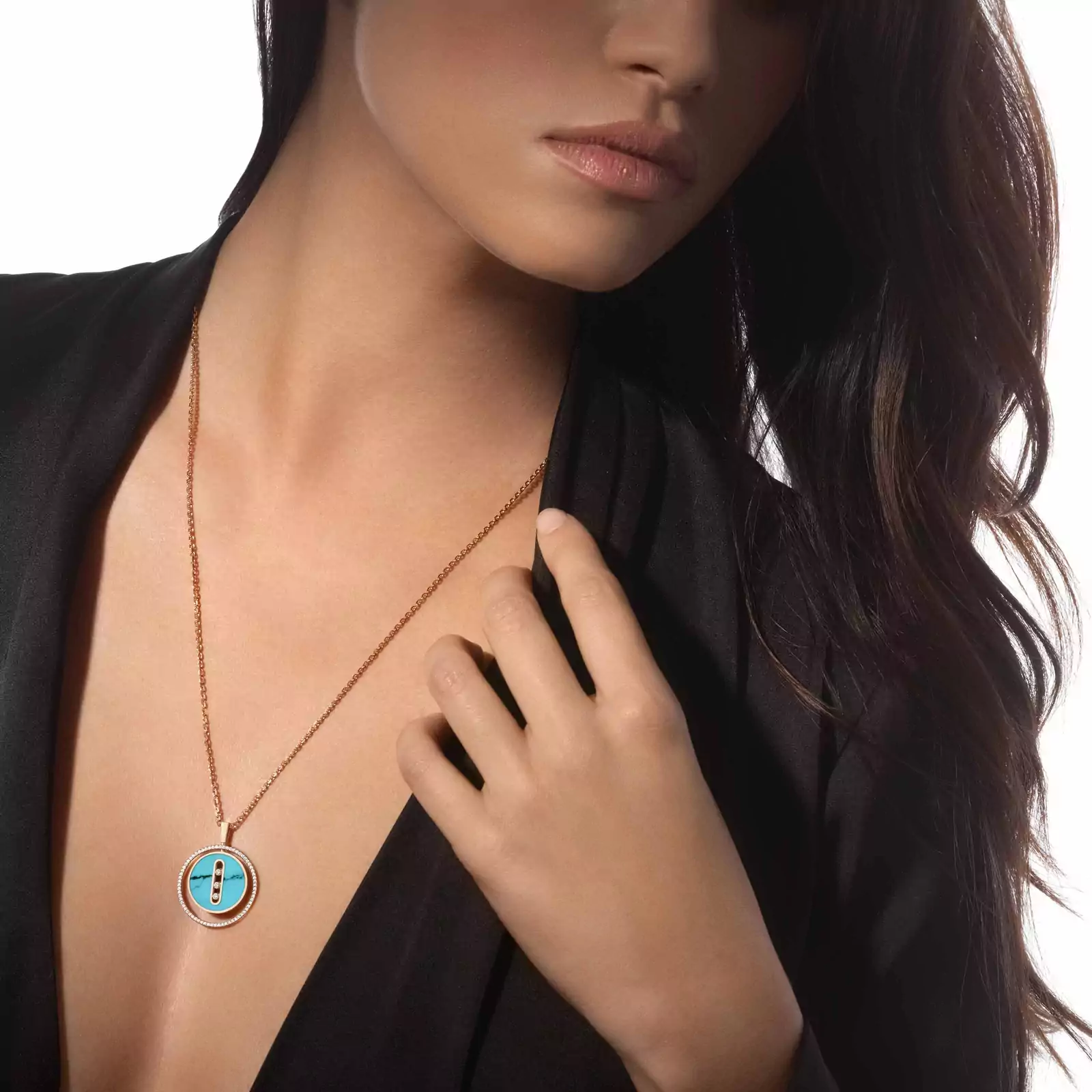 Turquoise Lucky Move MM Pink Gold For Her Diamond Necklace 10836-PG