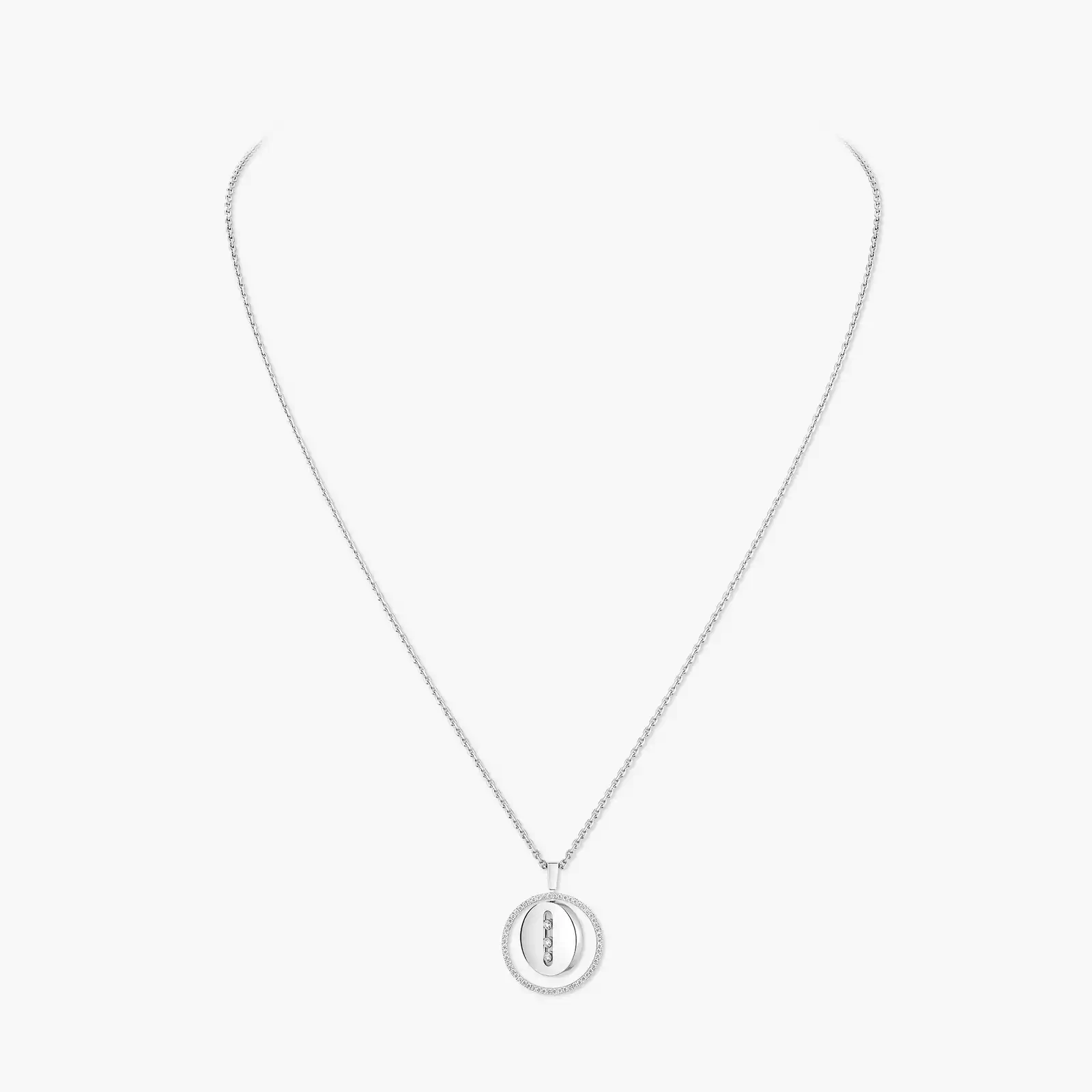 Collier Femme Or Blanc Diamant Lucky Move MM 07394-WG