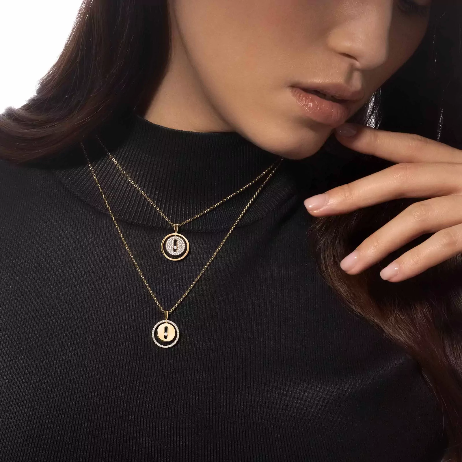 Yellow Gold Diamond Necklace Lucky Move Messika 07396 YG