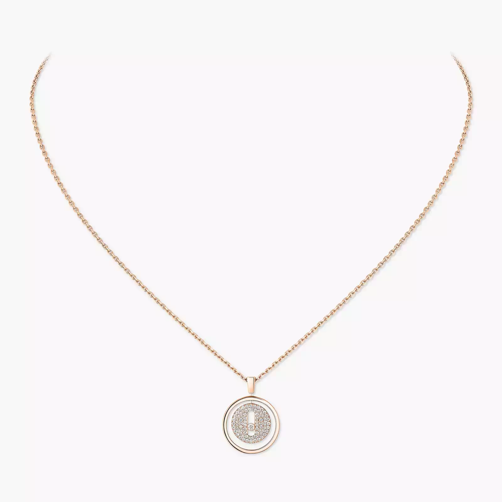 Lucky Move SM Pavé Pink Gold For Her Diamond Necklace 07397-PG