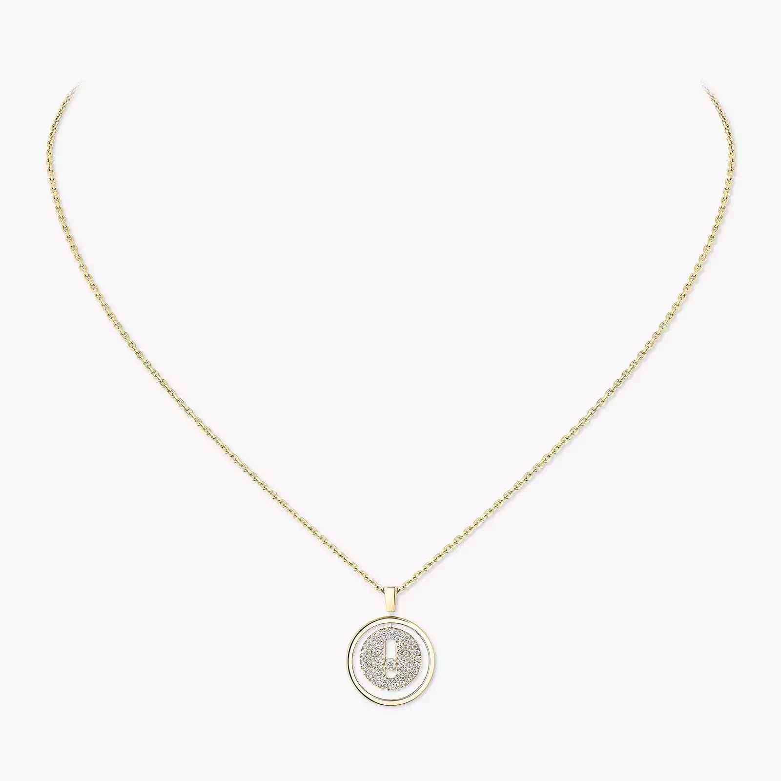 Lucky Move SM Pavé Yellow Gold For Her Diamond Necklace 07397-YG