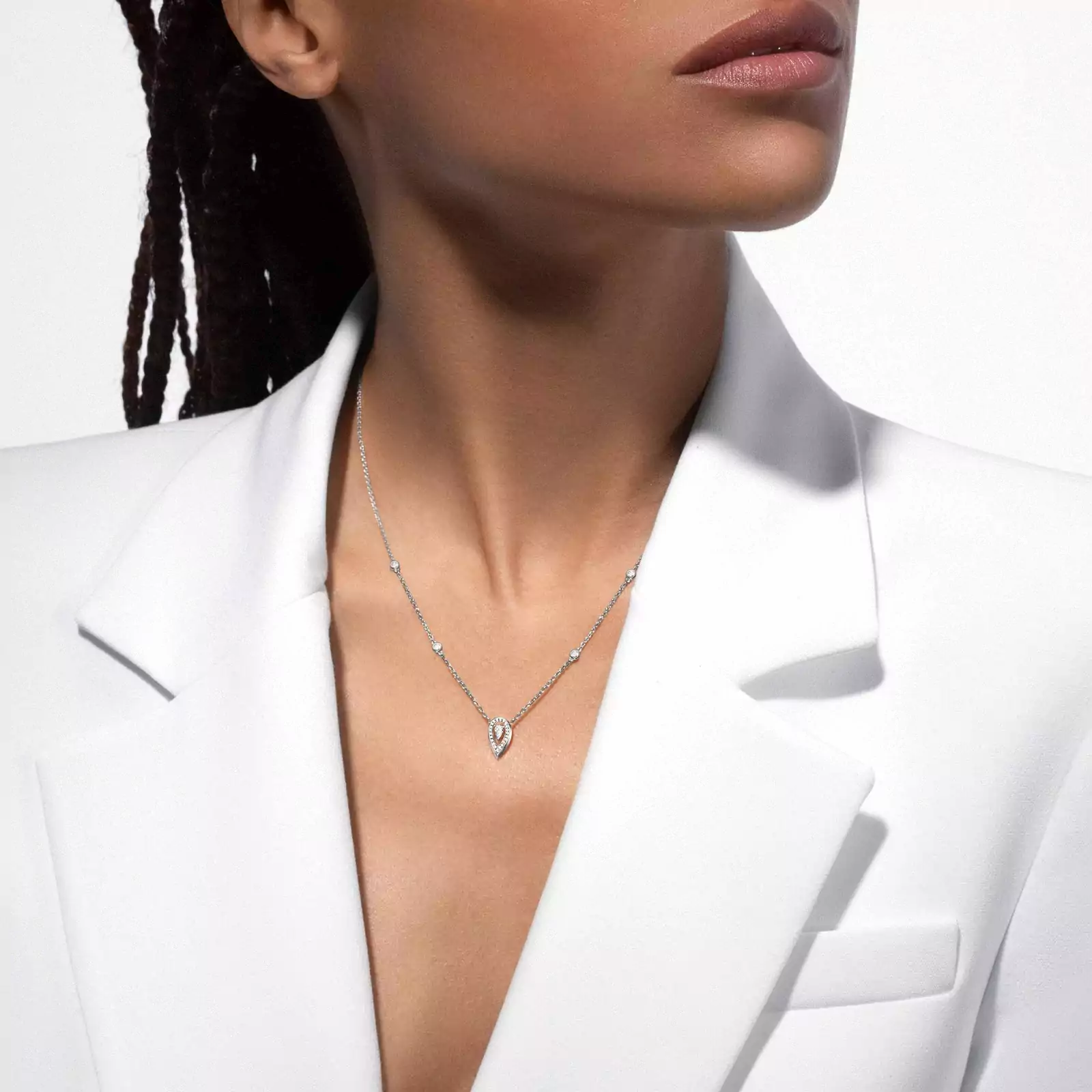 Collana Donna Oro bianco Diamante Fiery 0,10 carati 12611-WG