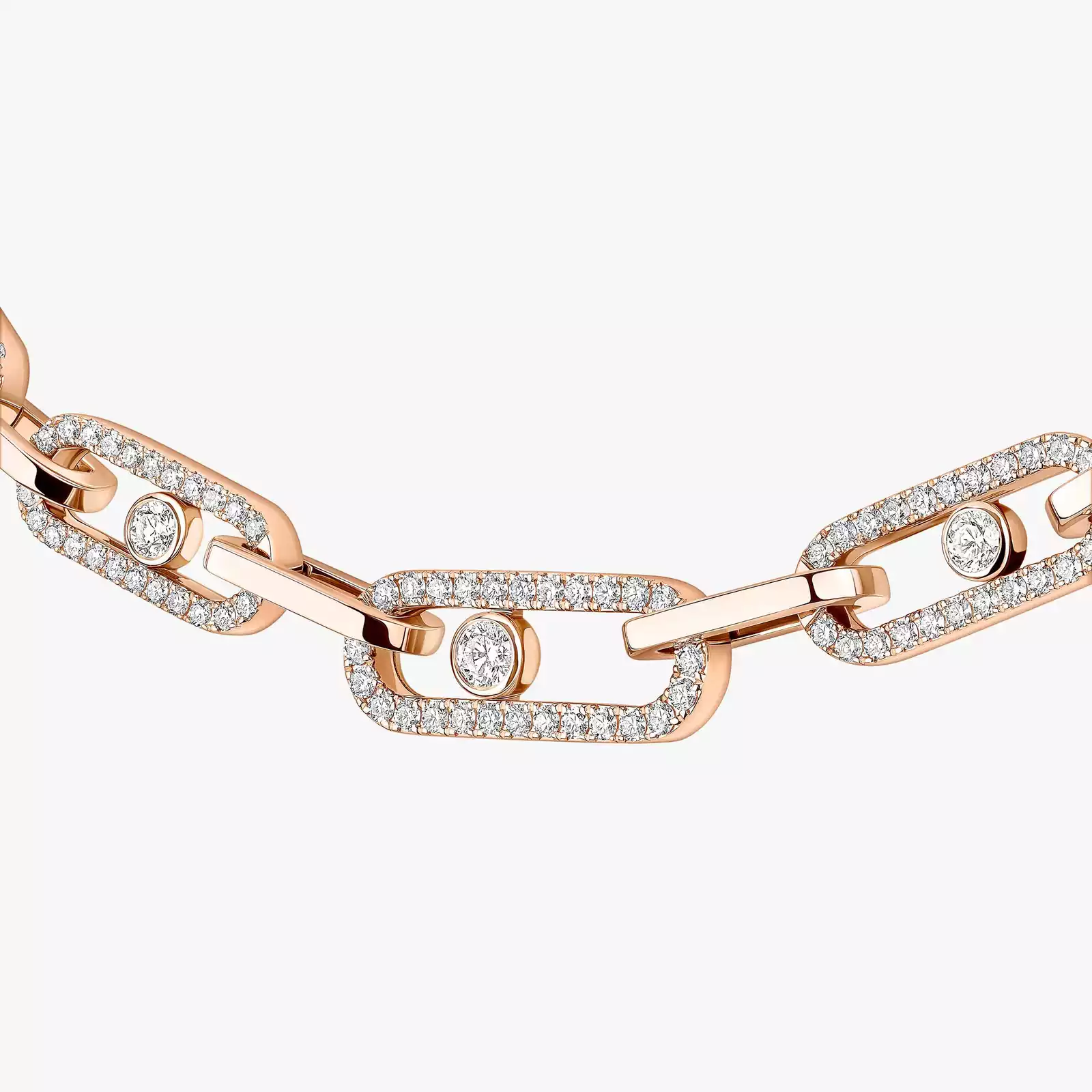 Move Link Pavé Pink Gold For Her Diamond Necklace 14042-PG