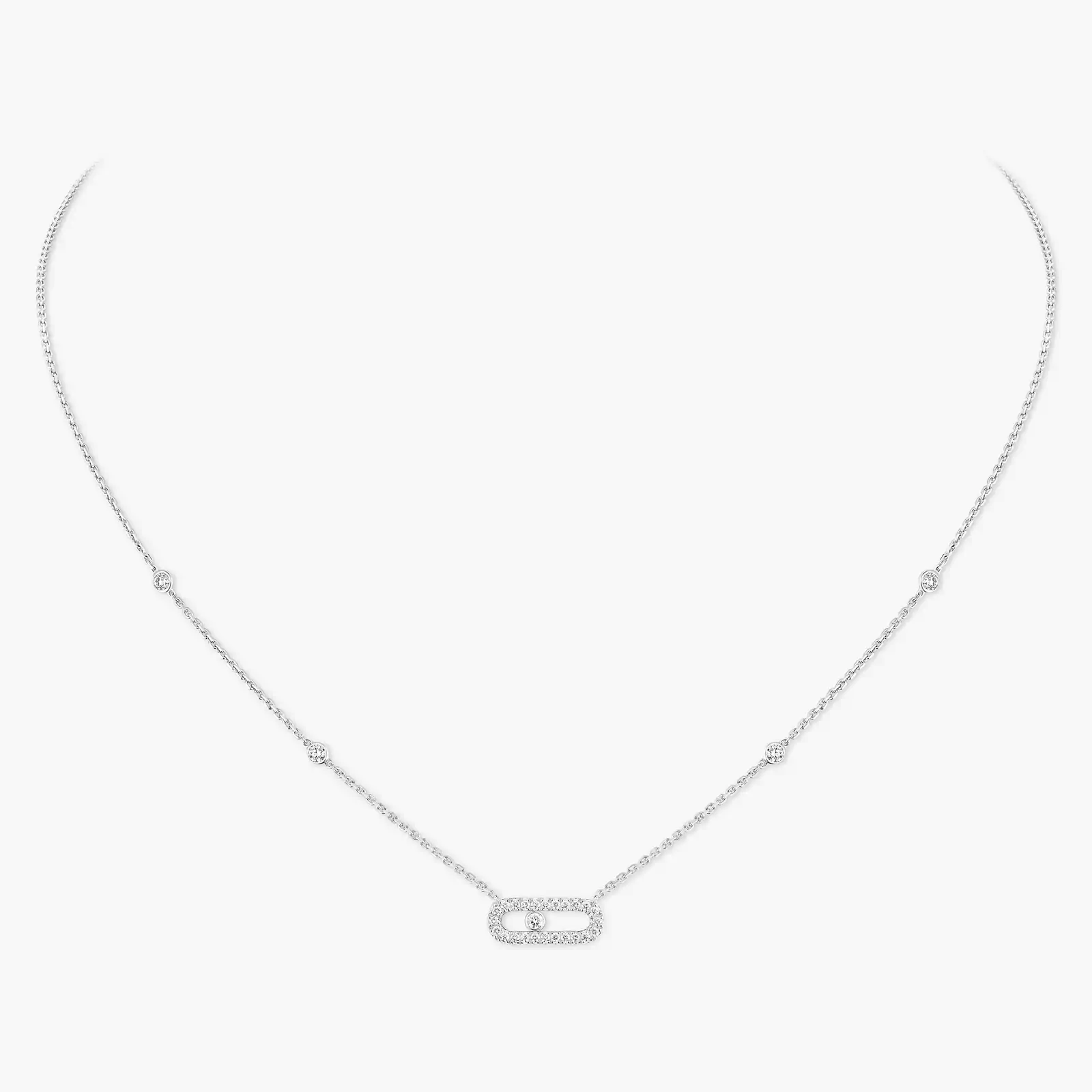 Collar Mujer Oro blanco Diamante Move Uno 04708-WG