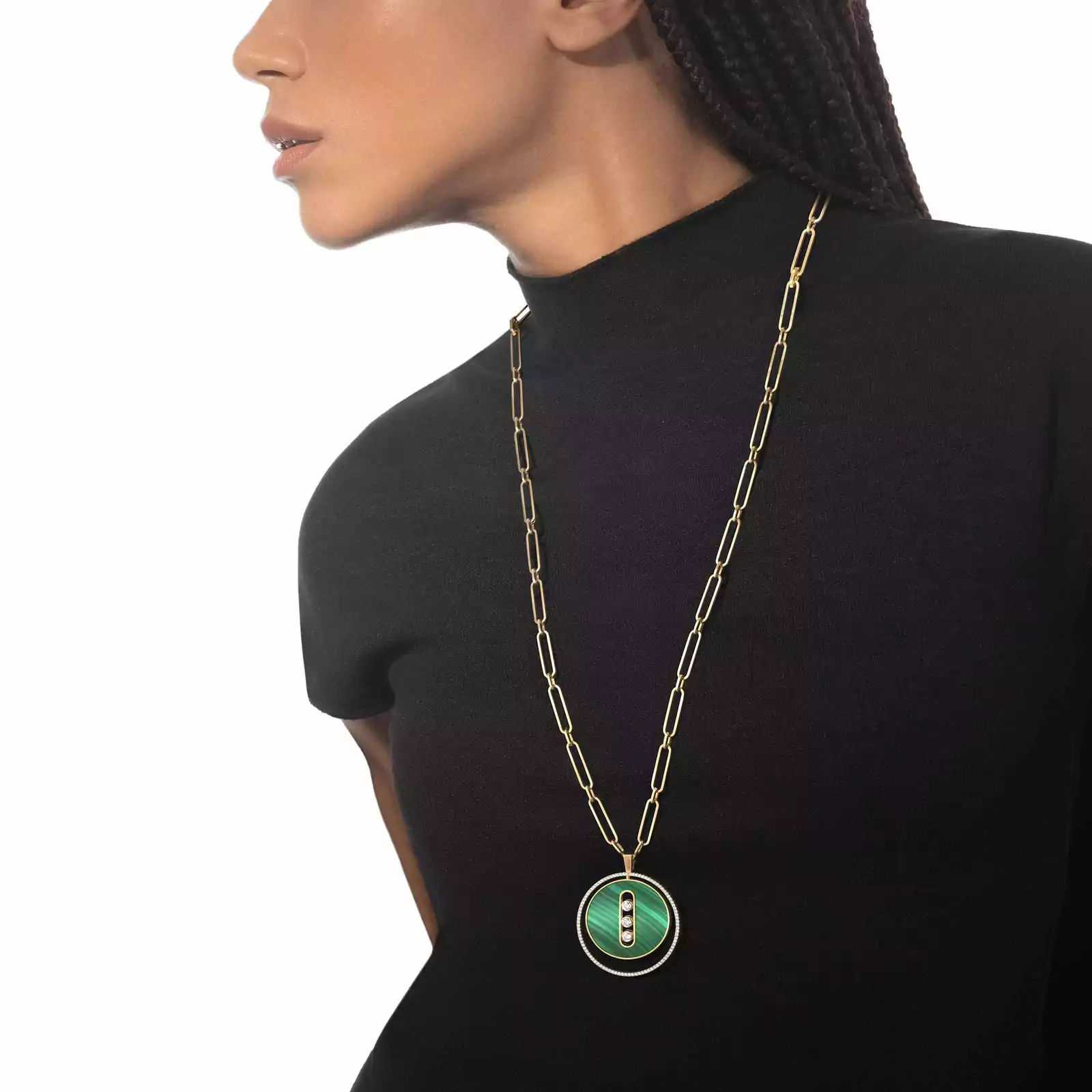 Malachite Lucky Move Diamond Necklace in Yellow Gold Messika 11273 YG