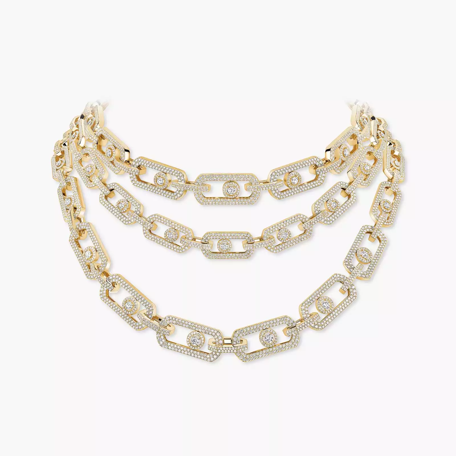 So Move Halskette 3 Reihen Mit Diamanten ausgefasst Für sie Diamant Kette Gelbgold 13751-YG