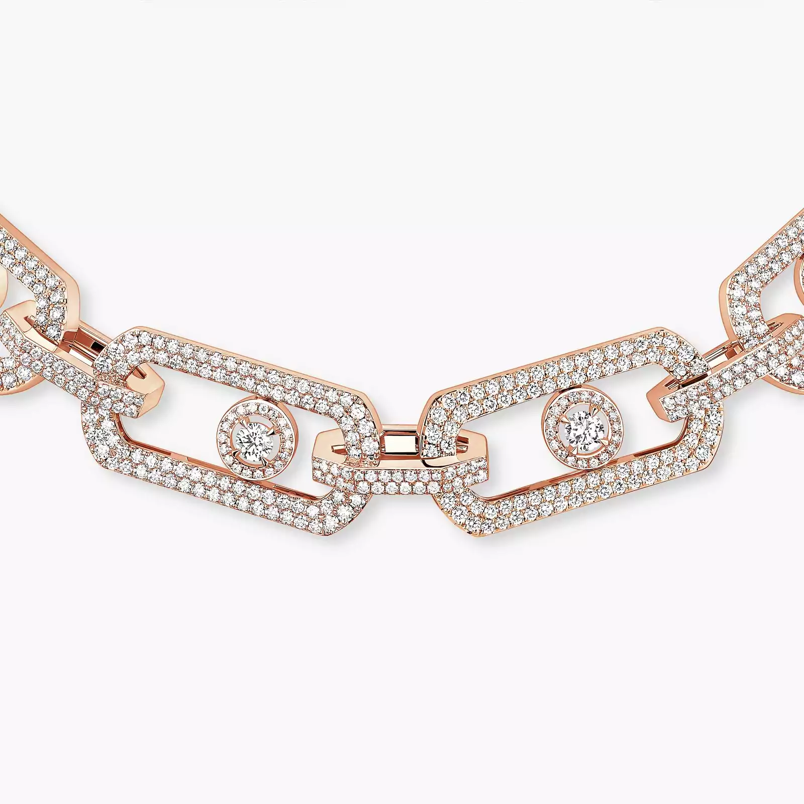 So Move 3-row Pavé Pink Gold For Her Diamond Necklace 13751-PG