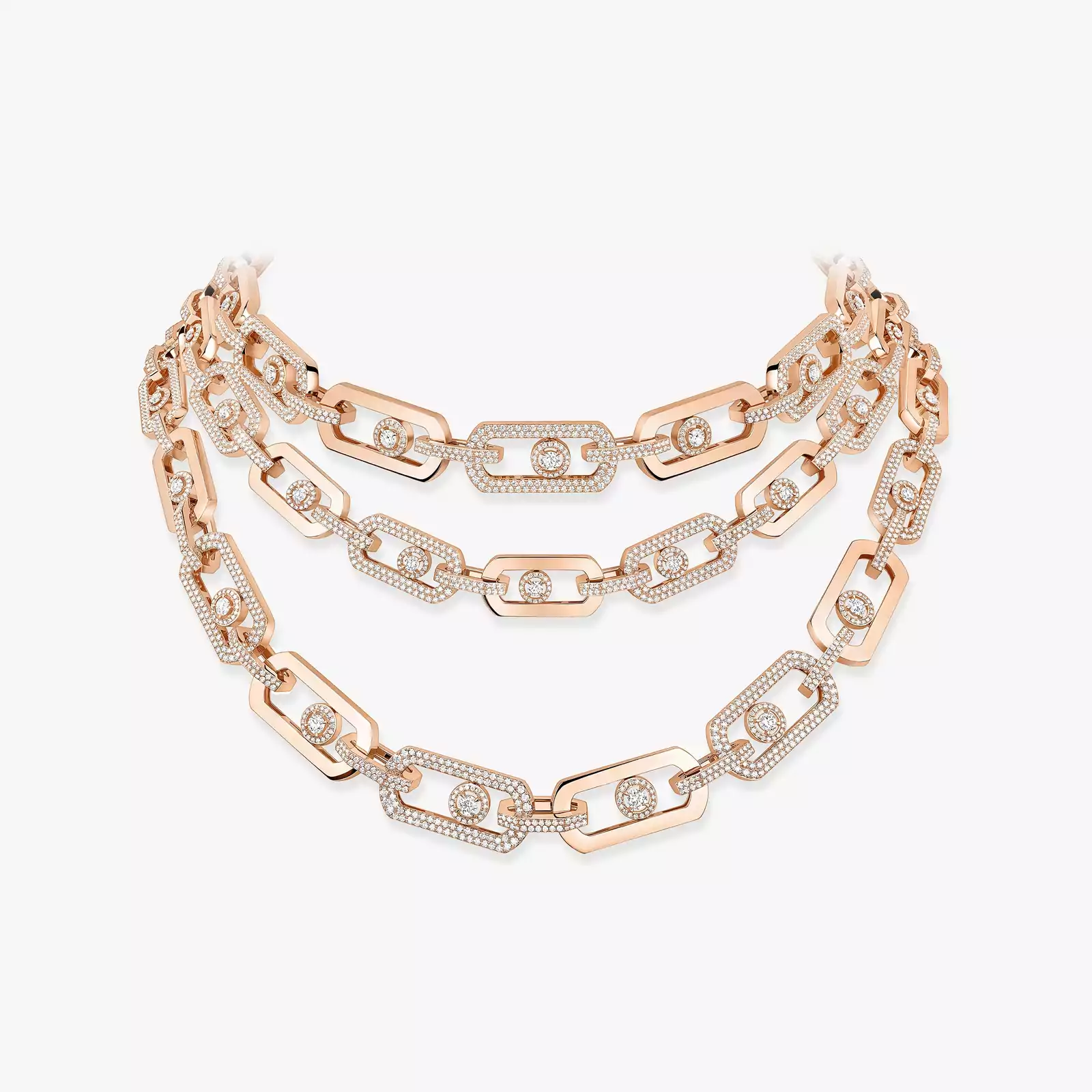 Collier Femme Or Rose Diamant So Move 3 rangs 14029-PG