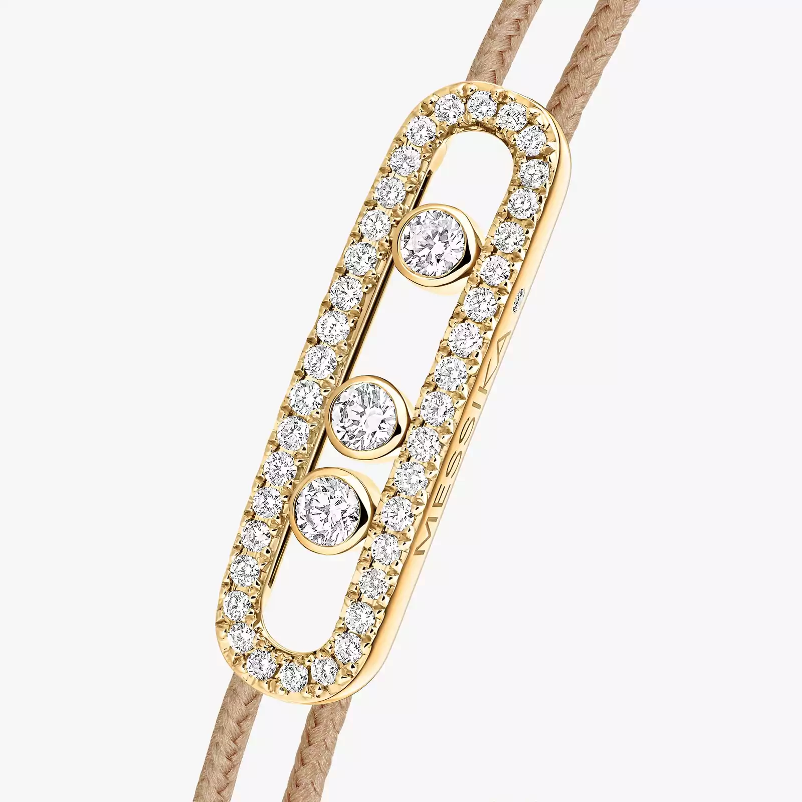 Messika CARE(S) Schnur Beige Mit Diamanten Ausgefasst Für sie Diamant Armband Gelbgold 14102-YG