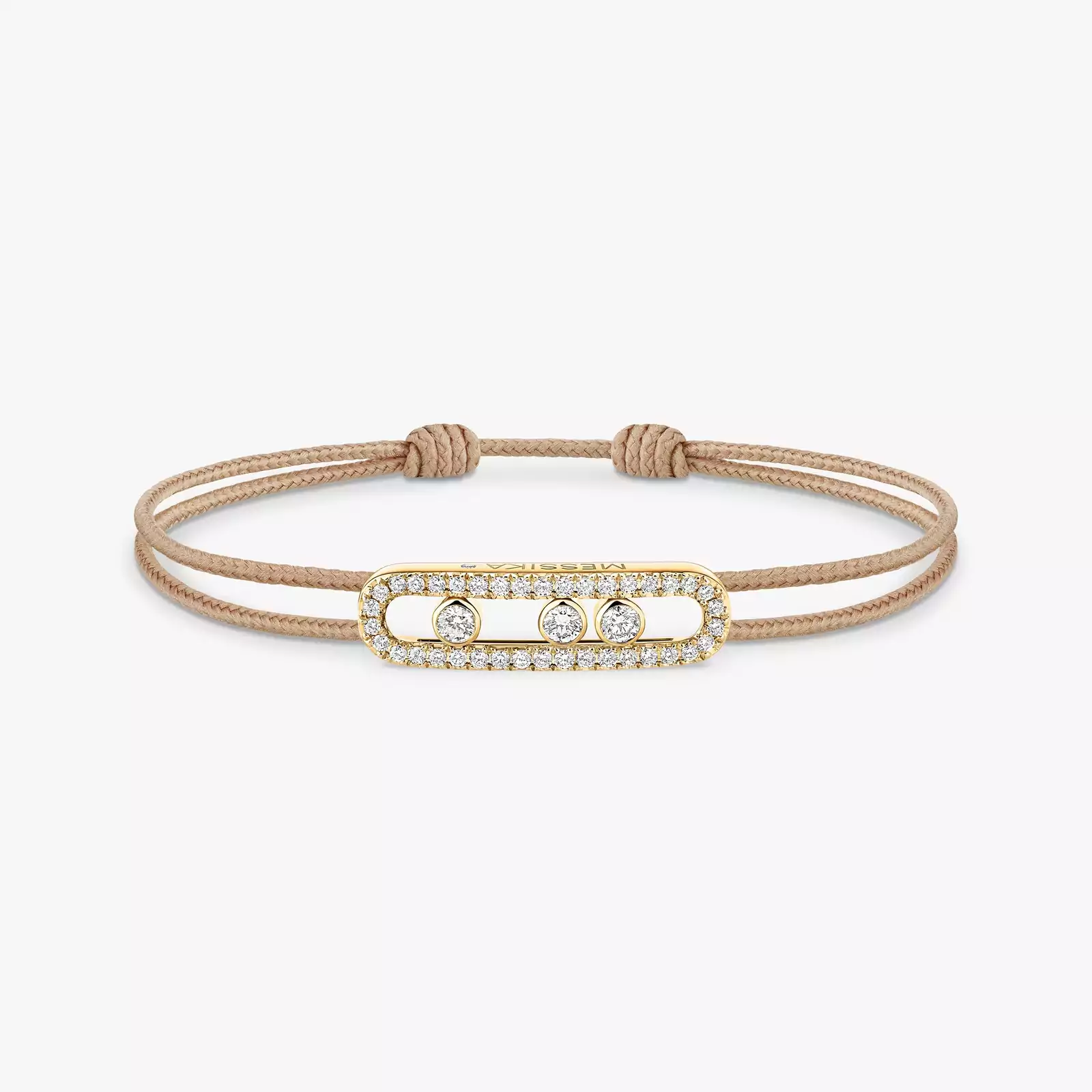 Messika CARE(S) Schnur Beige Mit Diamanten Ausgefasst Für sie Diamant Armband Gelbgold 14102-YG