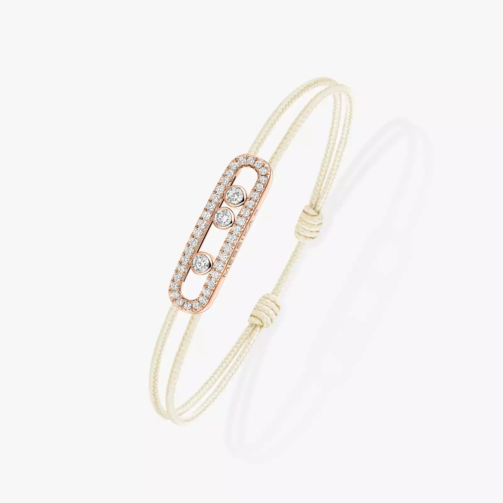 Messika CARE(S) Cream Cord Pavé Bracelet Pink Gold For Her Diamond Bracelet 14101-PG