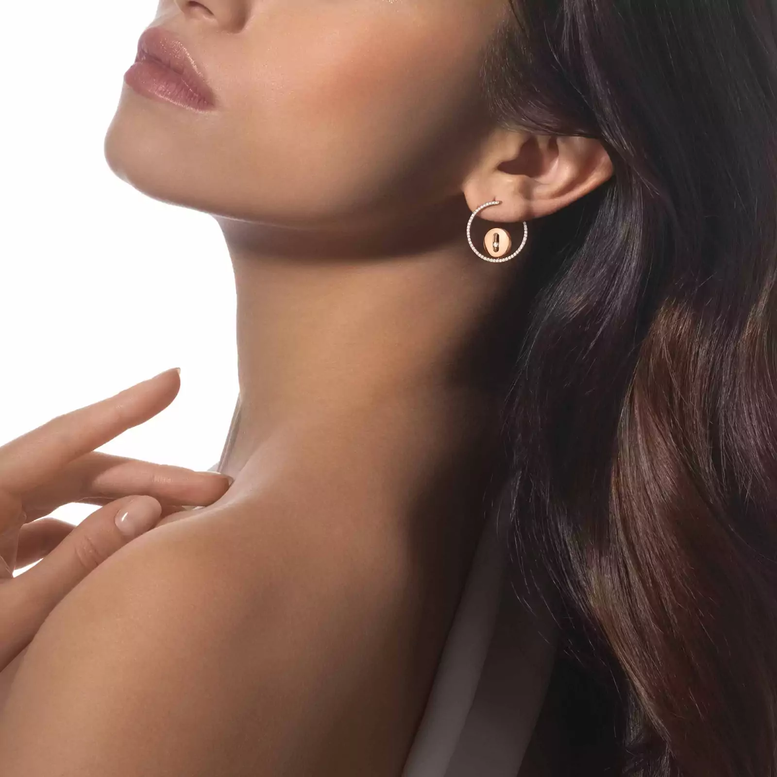 Créoles Lucky Move SM Pink Gold For Her Diamond Earrings 07515-PG