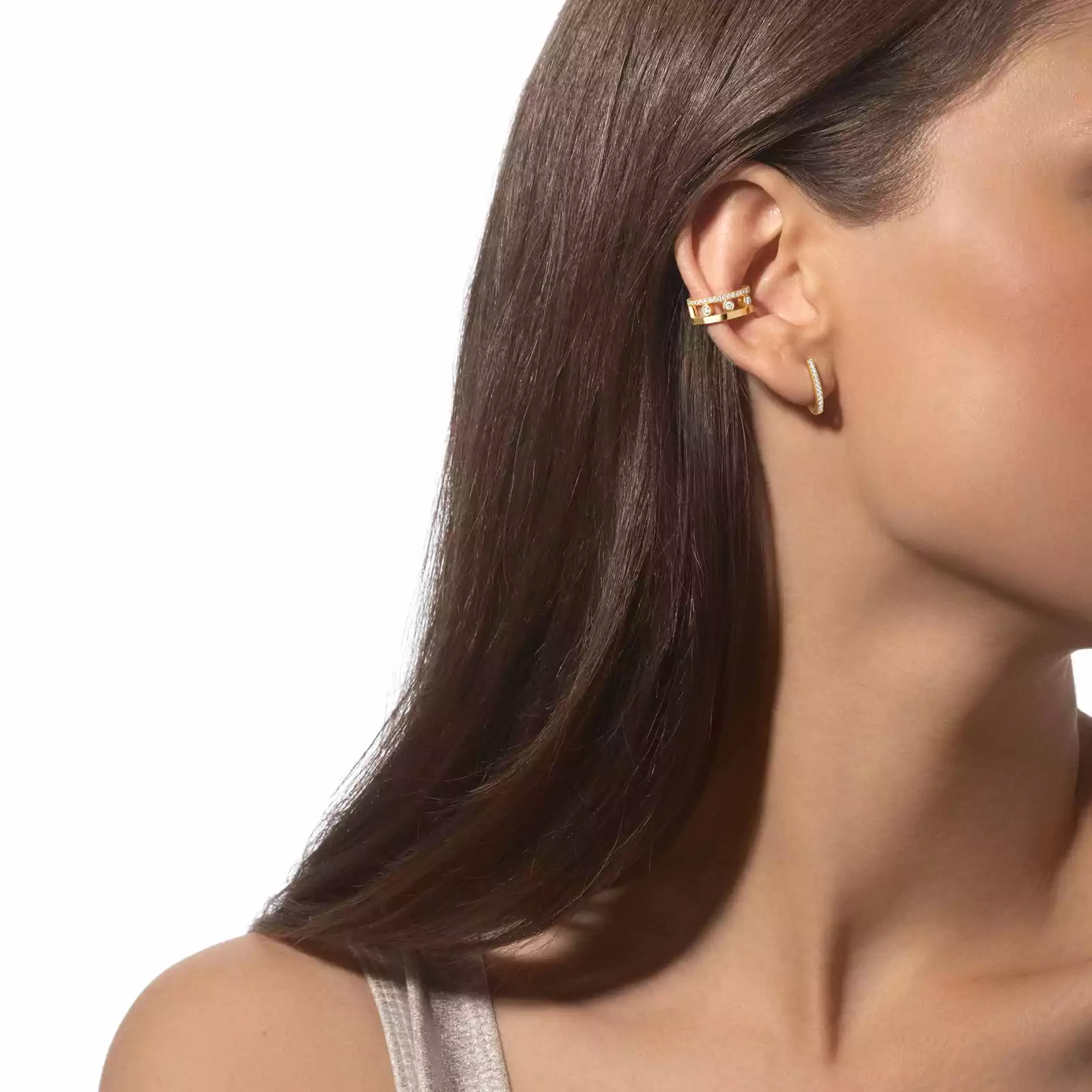 Boucles d'oreilles Femme Or Jaune Diamant Clip d'oreille Move Romane 10120-YG